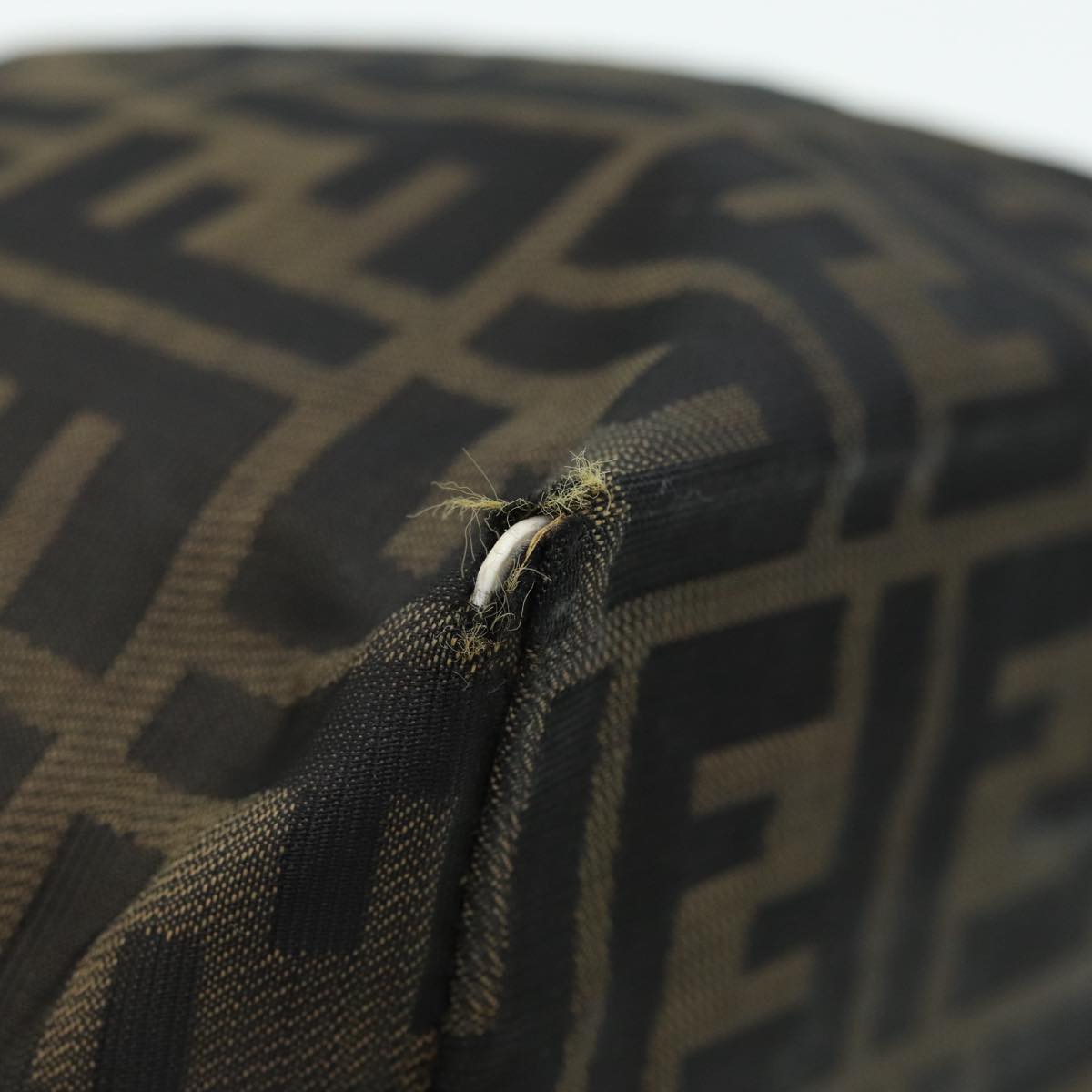 FENDI Zucca Canvas Hand Bag Brown Black Silver ep5241