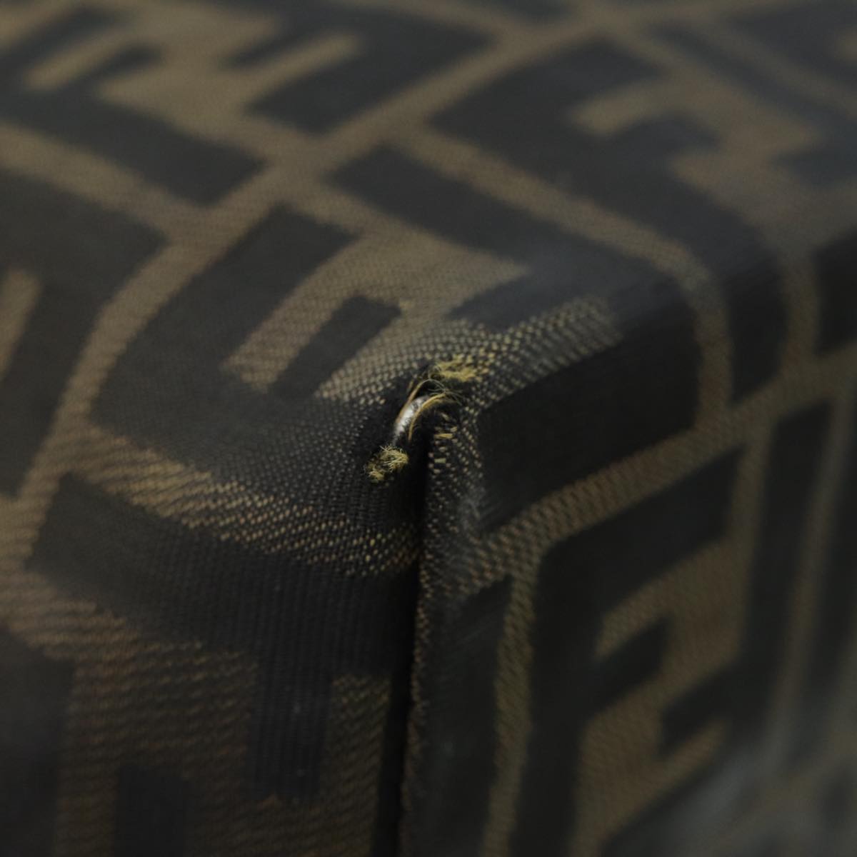 FENDI Zucca Canvas Hand Bag Brown Black Silver ep5241