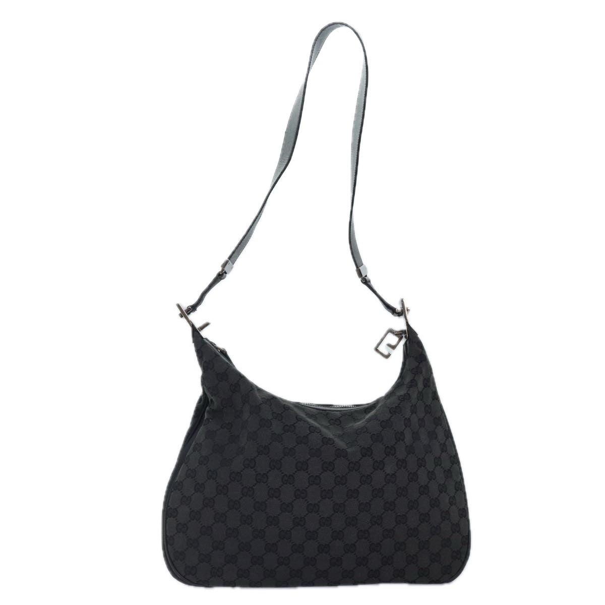 GUCCI GG Canvas Shoulder Bag Silver Black 001 3341 3444 ep5244