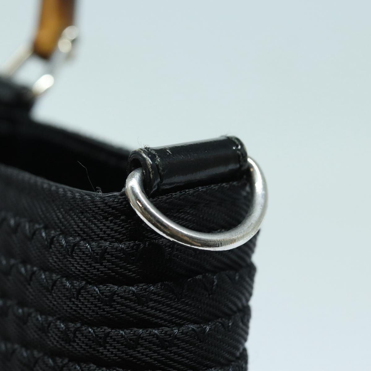 GUCCI Bamboo Hand Bag Canvas 2way Black Gold 000 1998 0540 ep5246