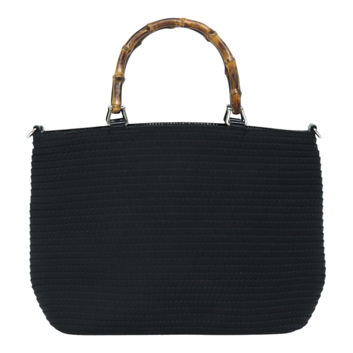 GUCCI Bamboo Hand Bag Canvas 2way Black Gold 000 1998 0540 ep5246