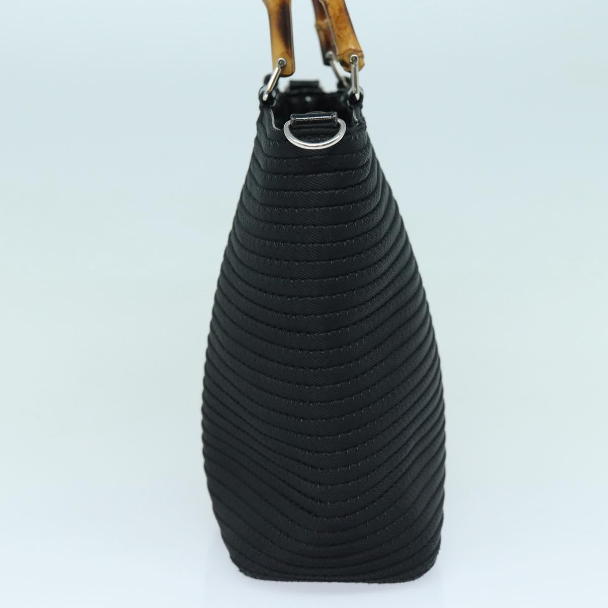 GUCCI Bamboo Hand Bag Canvas 2way Black Gold 000 1998 0540 ep5246