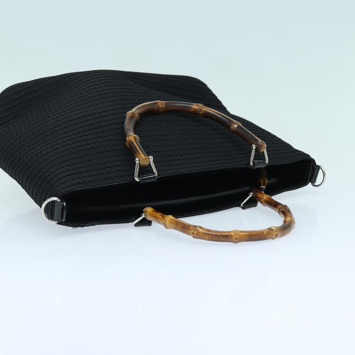 GUCCI Bamboo Hand Bag Canvas 2way Black Gold 000 1998 0540 ep5246