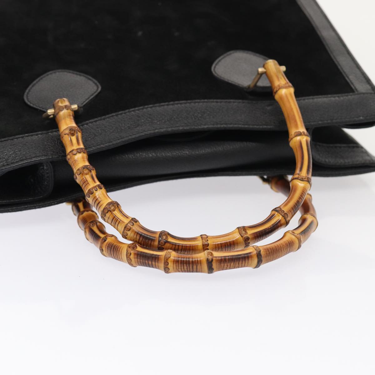 GUCCI Bamboo Hand Bag Suede Black Gold 002 2853 0260 0 ep5257