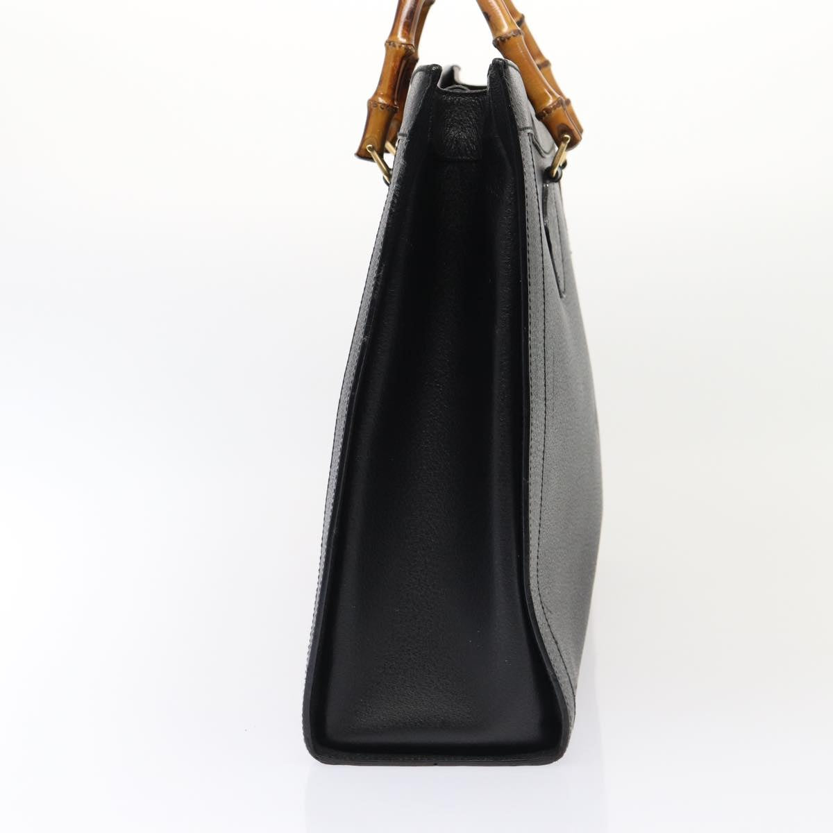 GUCCI Bamboo Hand Bag Leather Black Gold 002 1186 0259 ep5273
