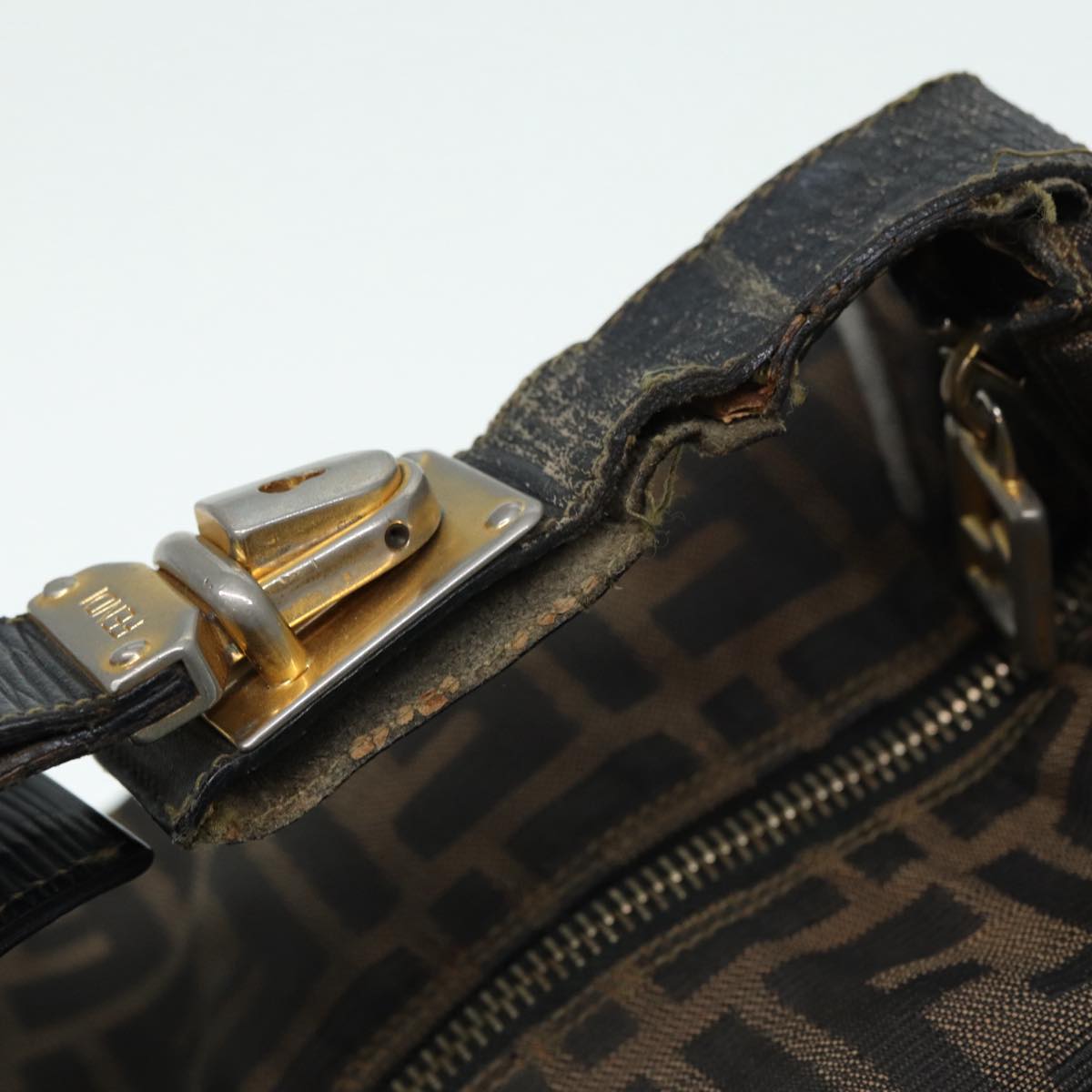 FENDI Zucca Canvas Vanity Bag Brown Black gold ep5316