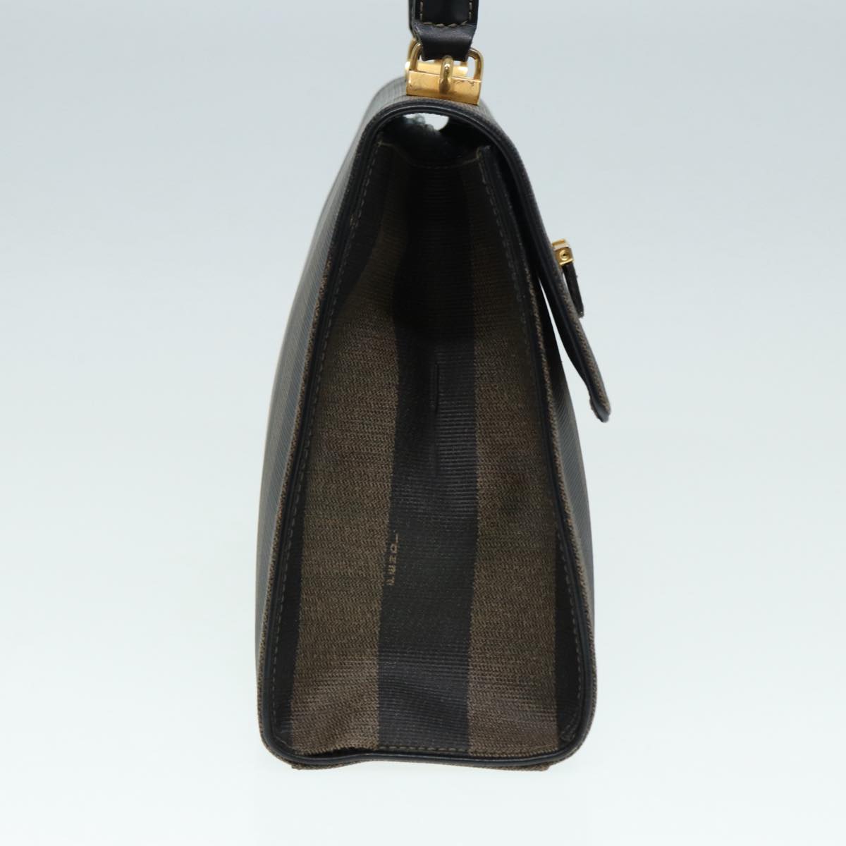 FENDI Pecan Canvas Hand Bag Brown Black gold ep5335