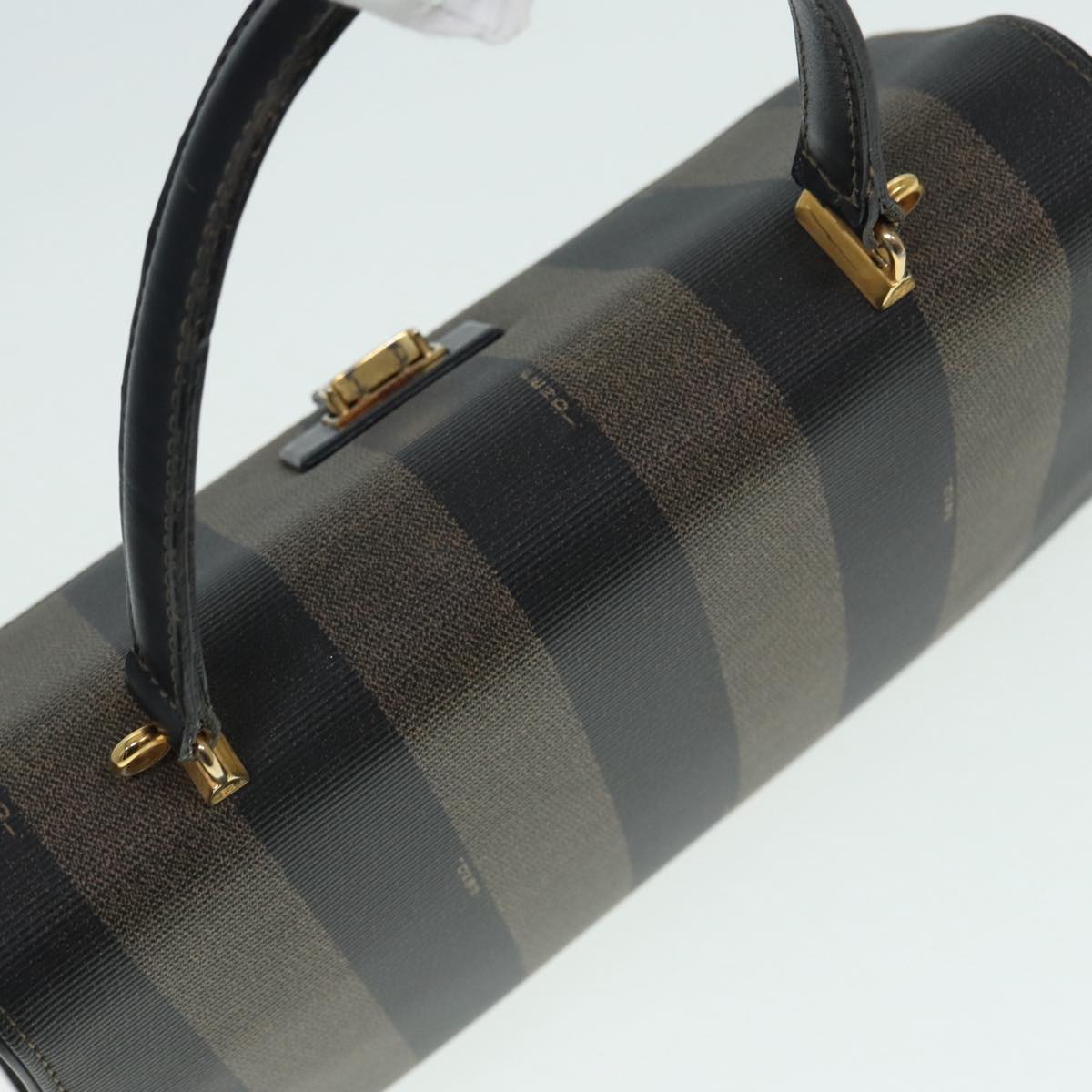 FENDI Pecan Canvas Hand Bag Brown Black gold ep5335
