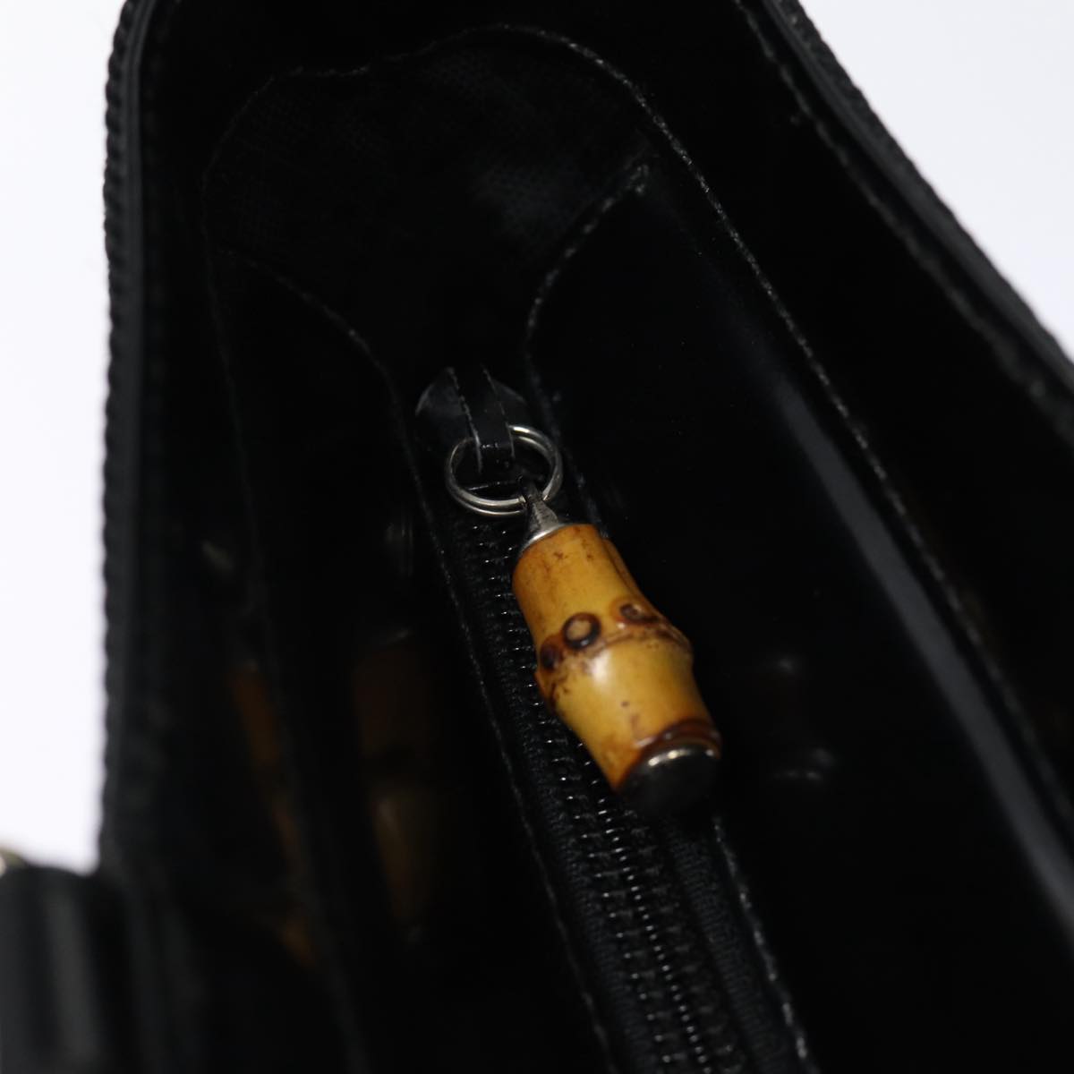 GUCCI Bamboo Hand Bag Nylon 2way Black Silver 000 1998 0540 ep5347