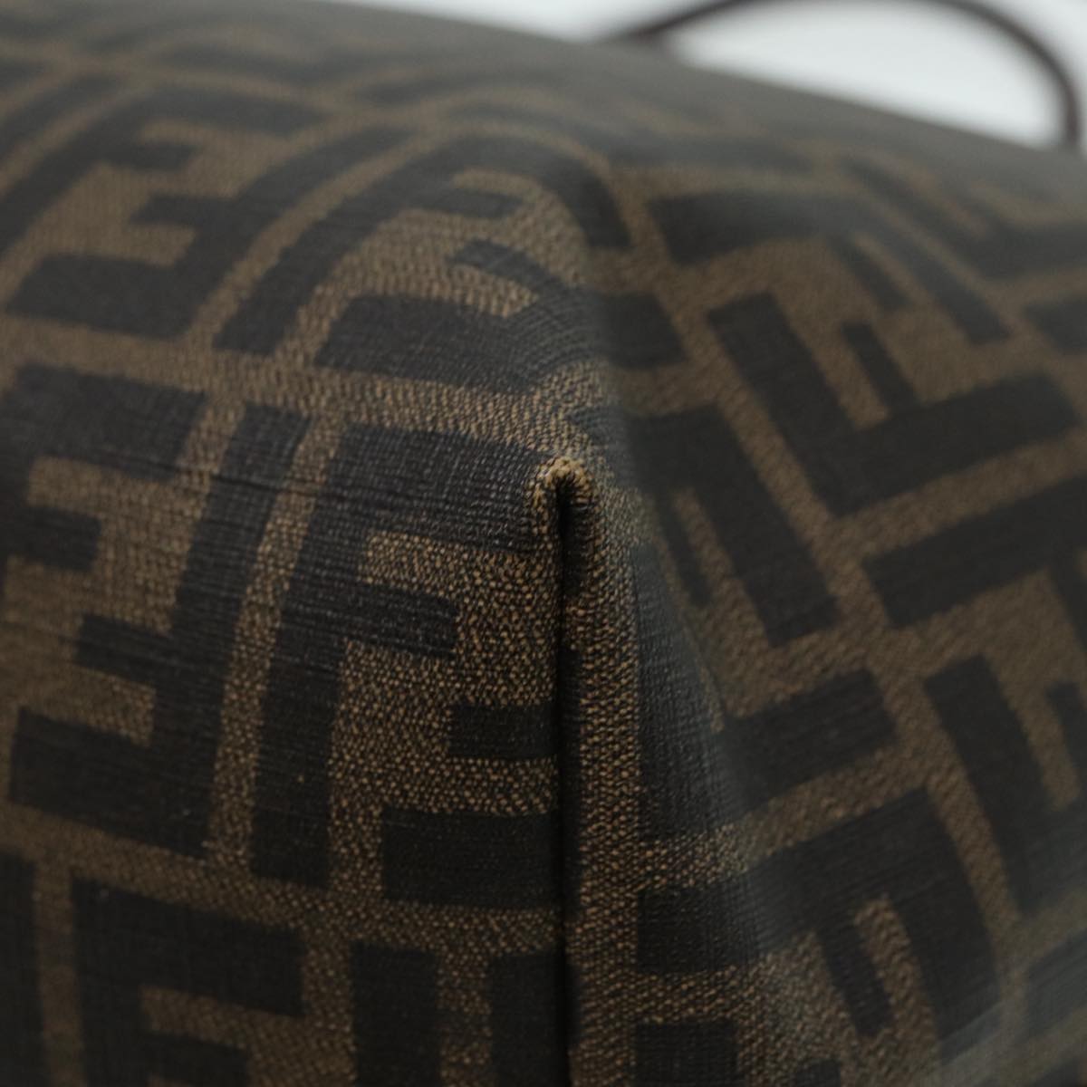 FENDI Zucca Canvas Tote Bag Brown Black gold ep5351