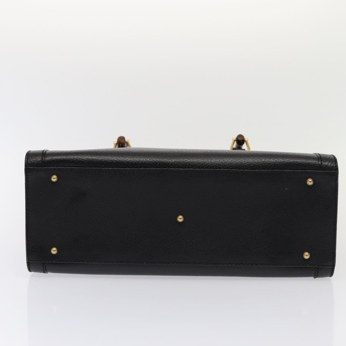 GUCCI Bamboo Hand Bag Leather Black Gold 002 1096 0260 ep5357