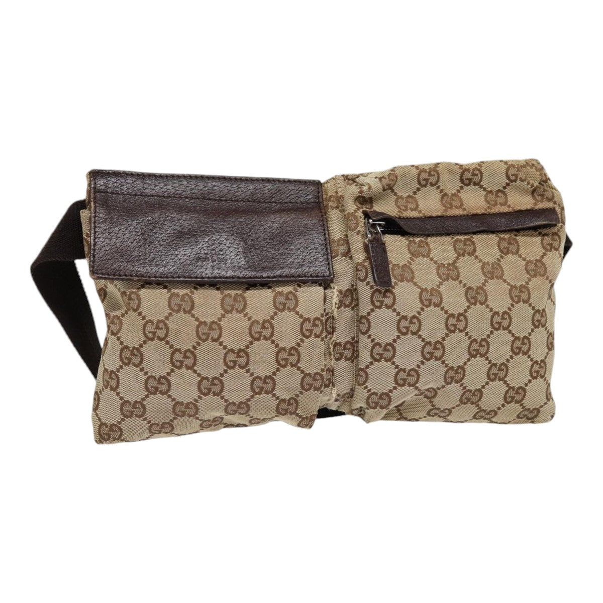 GUCCI GG Canvas Waist bag Beige Silver 28566 ep5361