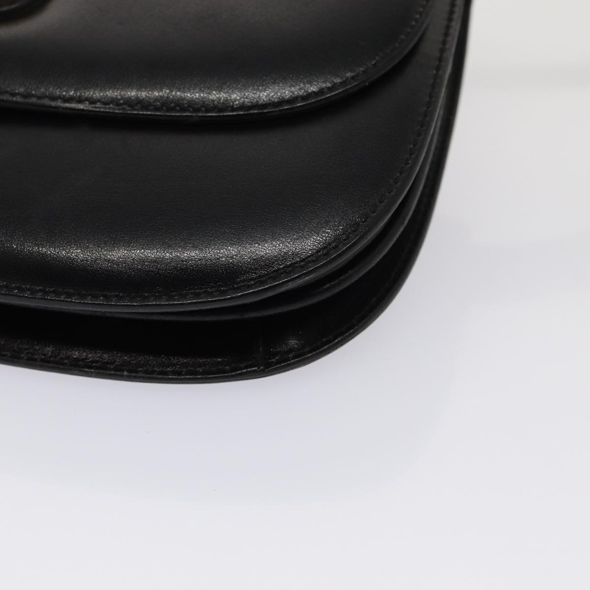 GUCCI Shoulder Bag Leather Black Gold ep5362
