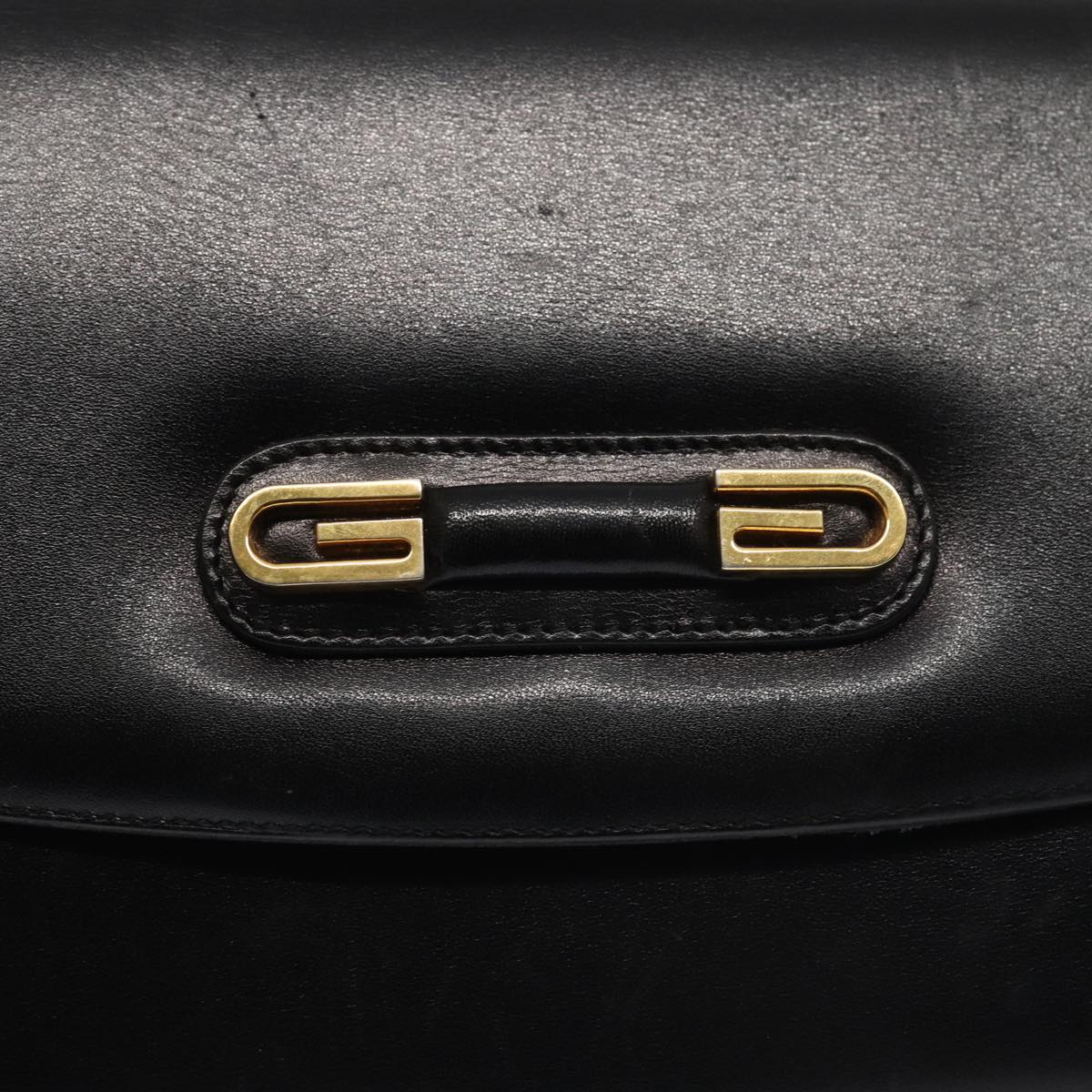 GUCCI Shoulder Bag Leather Black Gold ep5362