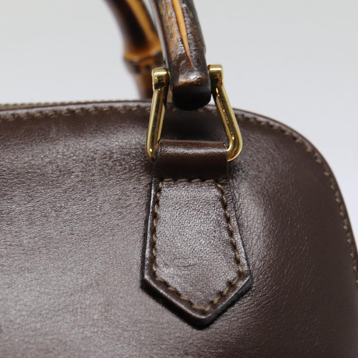 GUCCI Bamboo Hand Bag Leather 2way Brown Gold 007 2032 0231 ep5364