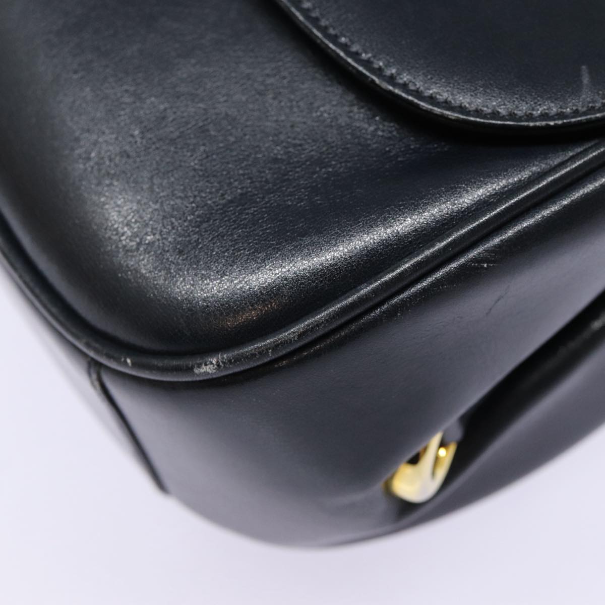 GUCCI Shoulder Bag Leather Navy Gold ep5367