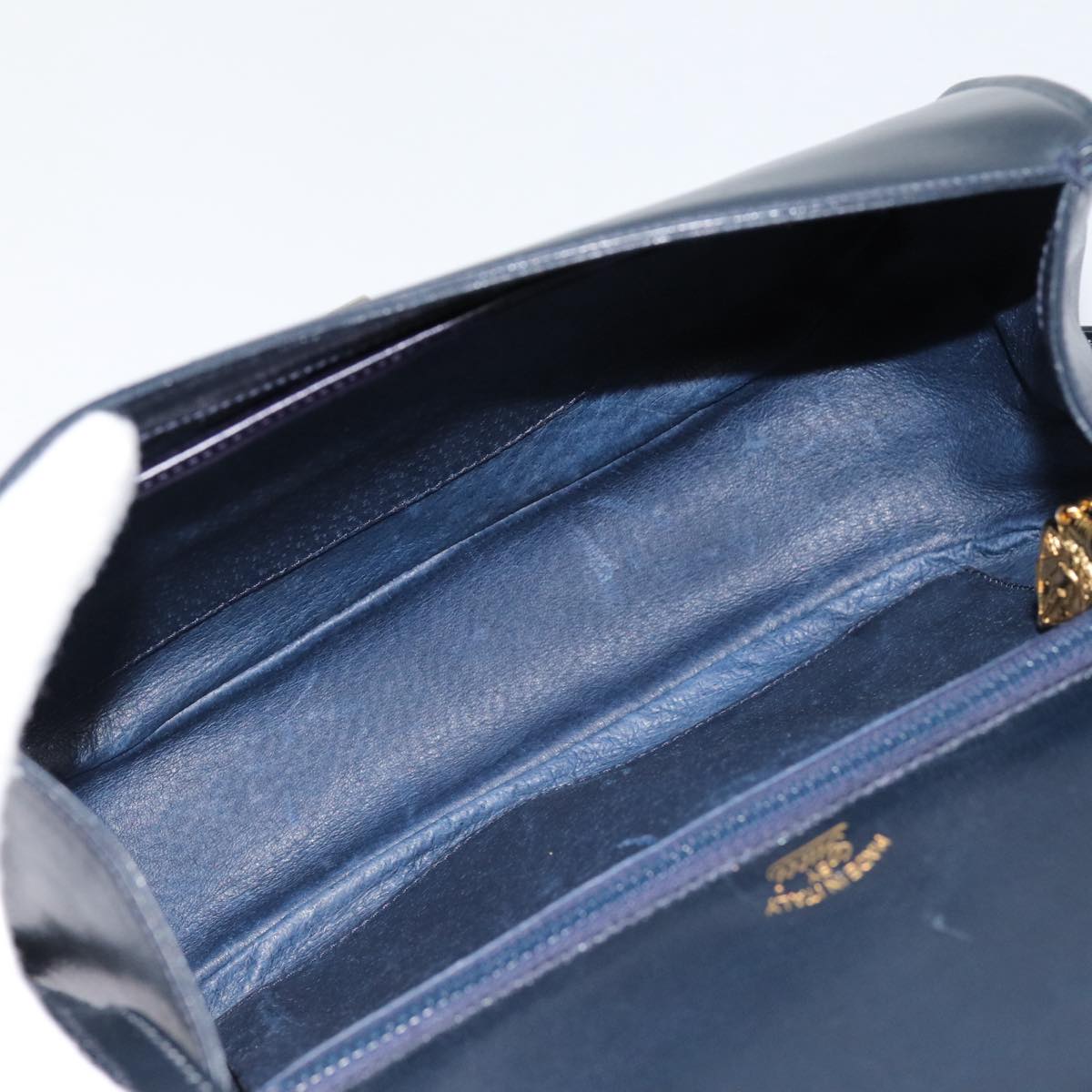 GUCCI Shoulder Bag Leather Navy Gold ep5367