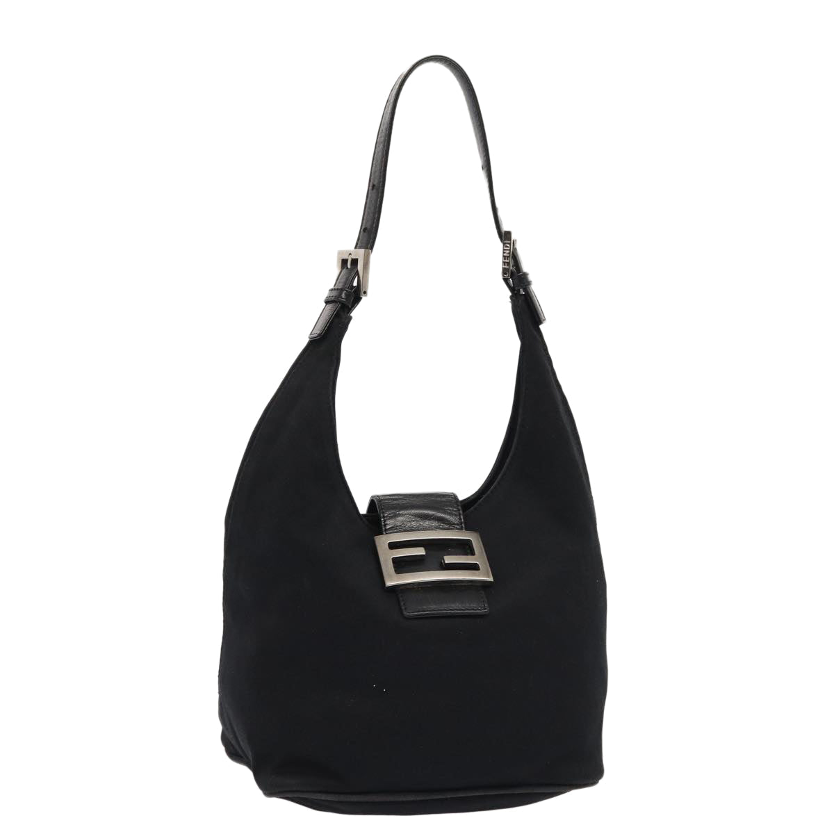 FENDI Mamma Baguette Shoulder Bag Nylon Black Silver ep5381
