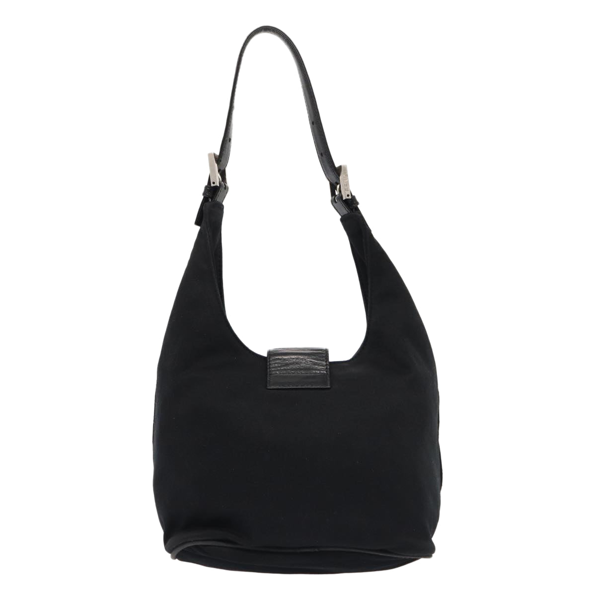 FENDI Mamma Baguette Shoulder Bag Nylon Black Silver ep5381