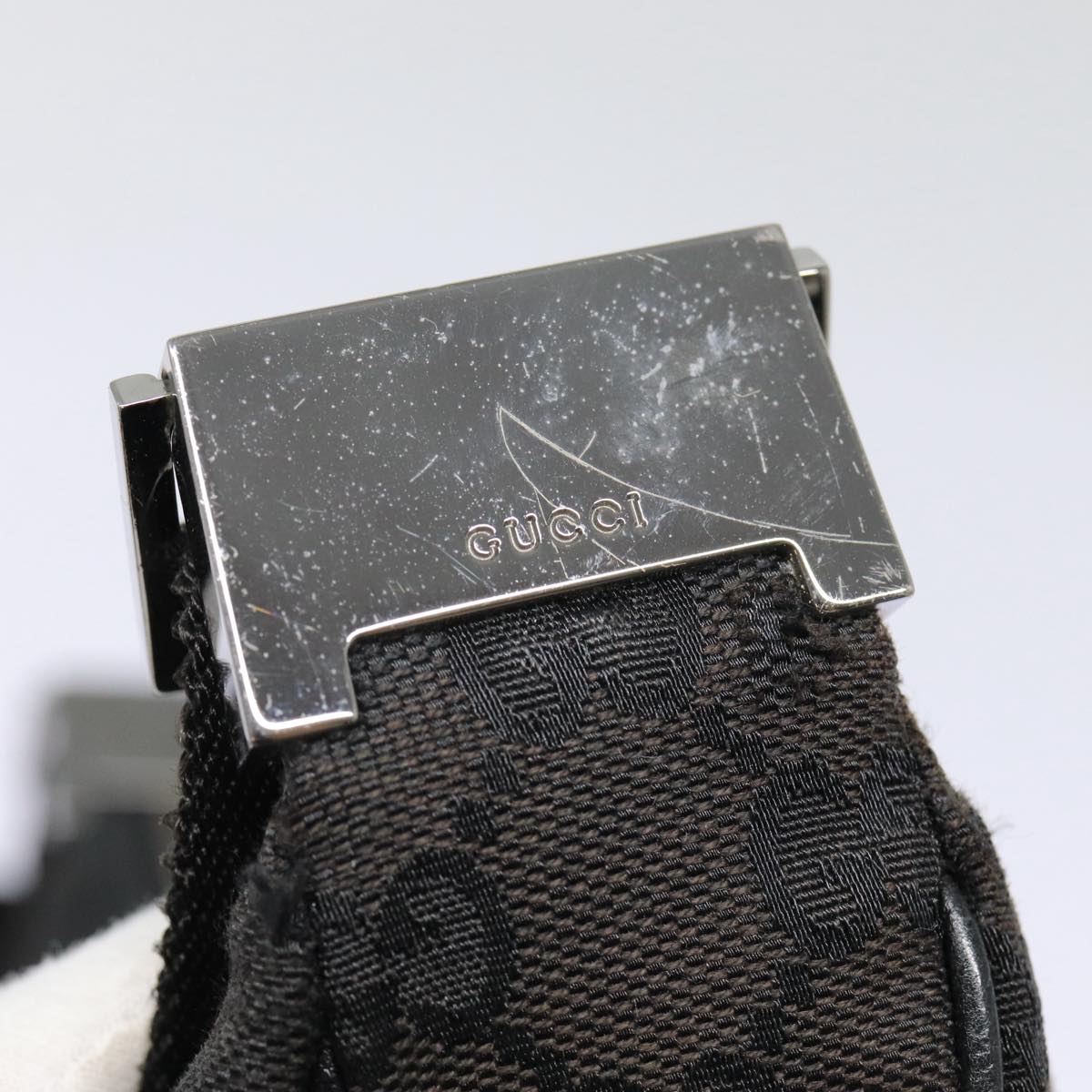 GUCCI GG Canvas Shoulder Bag Black Silver 122790 ep5395