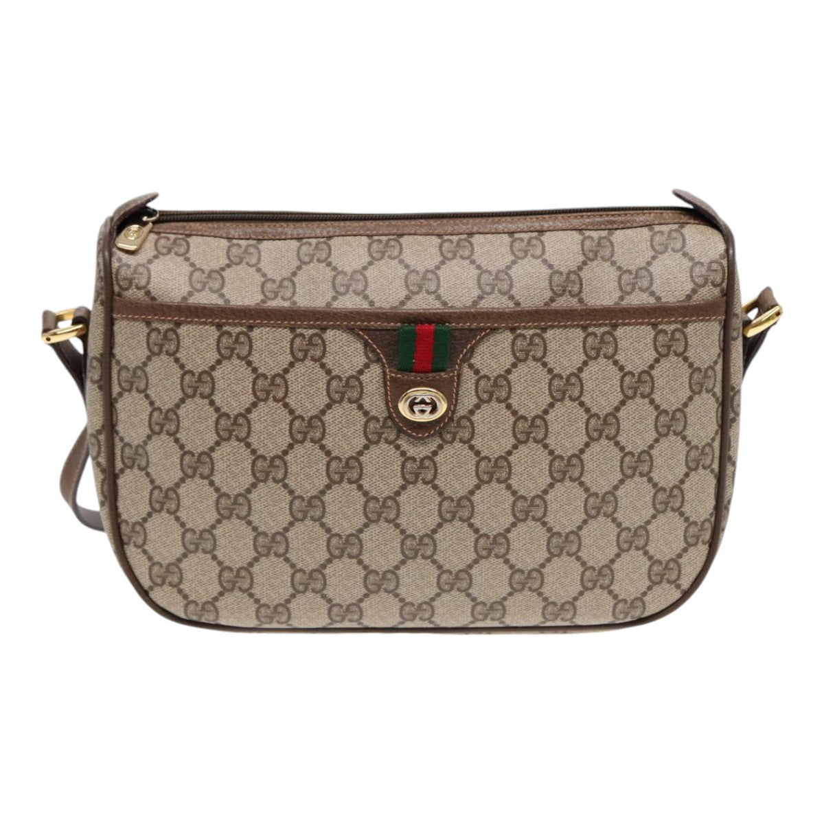 GUCCI GG Supreme Web Sherry Line Shoulder Bag Beige Gold 89 02 077 ep5397