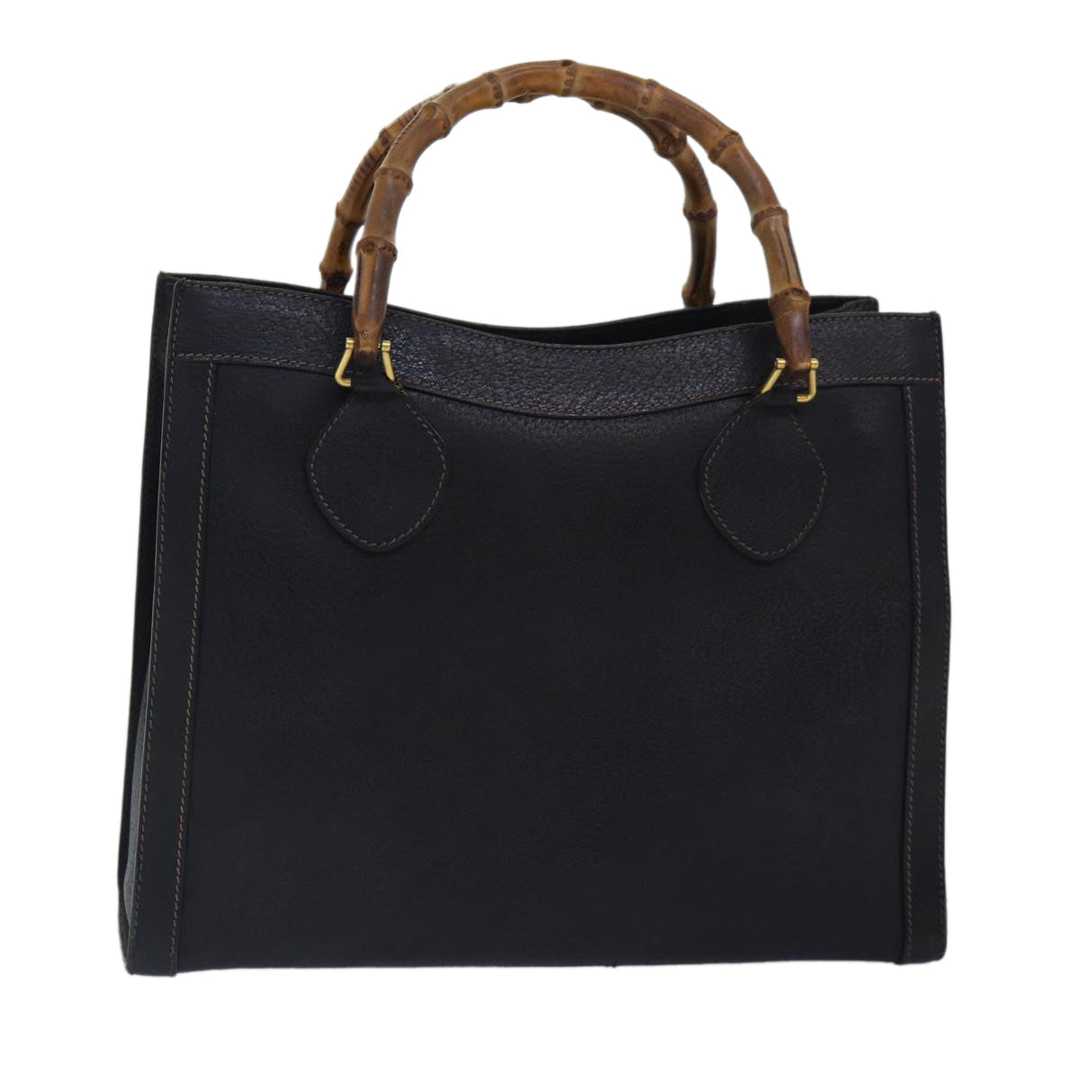 GUCCI Bamboo Hand Bag Leather Black Gold 002 123 0260 ep5446