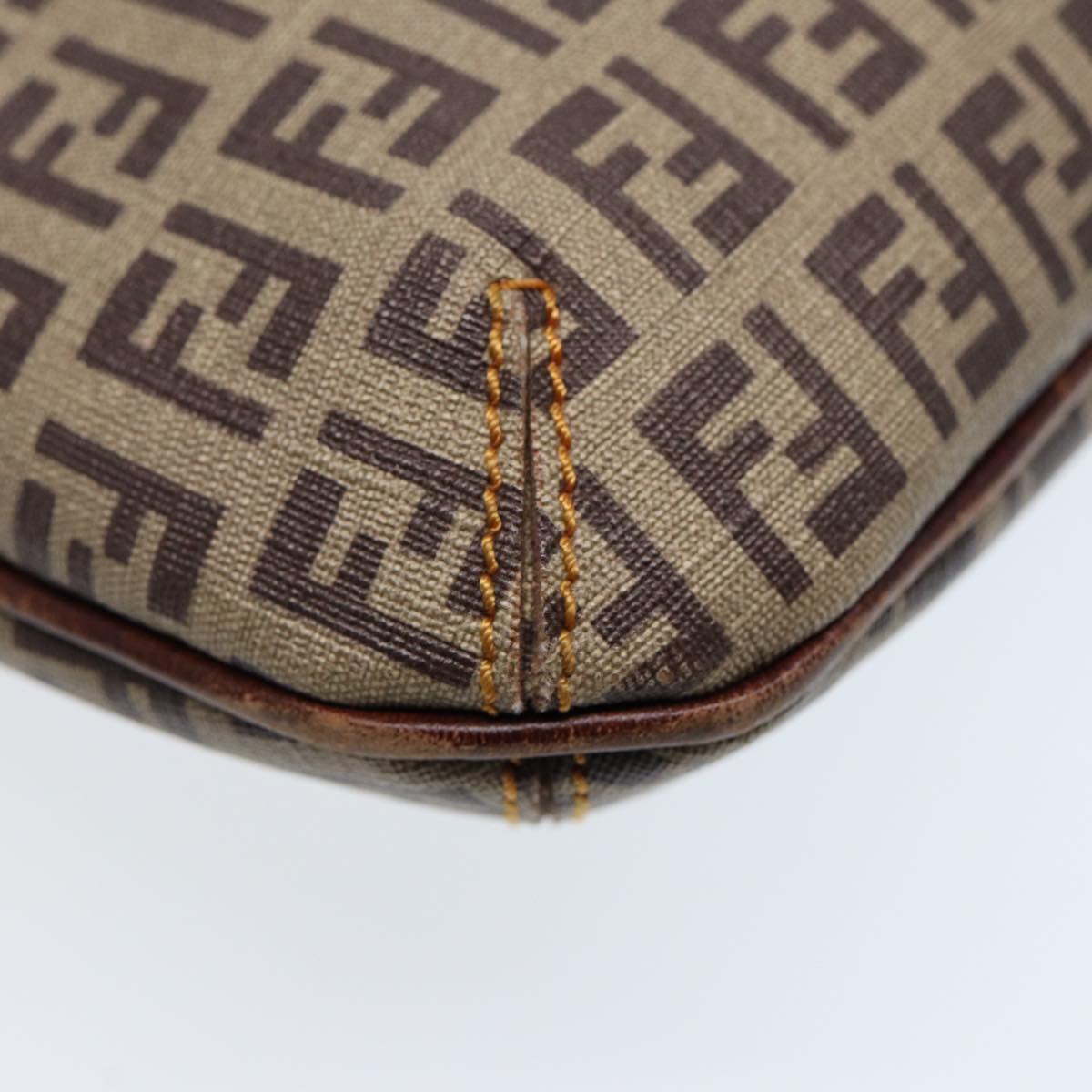 FENDI Zucca Canvas Shoulder Bag Brown Black gold ep5455