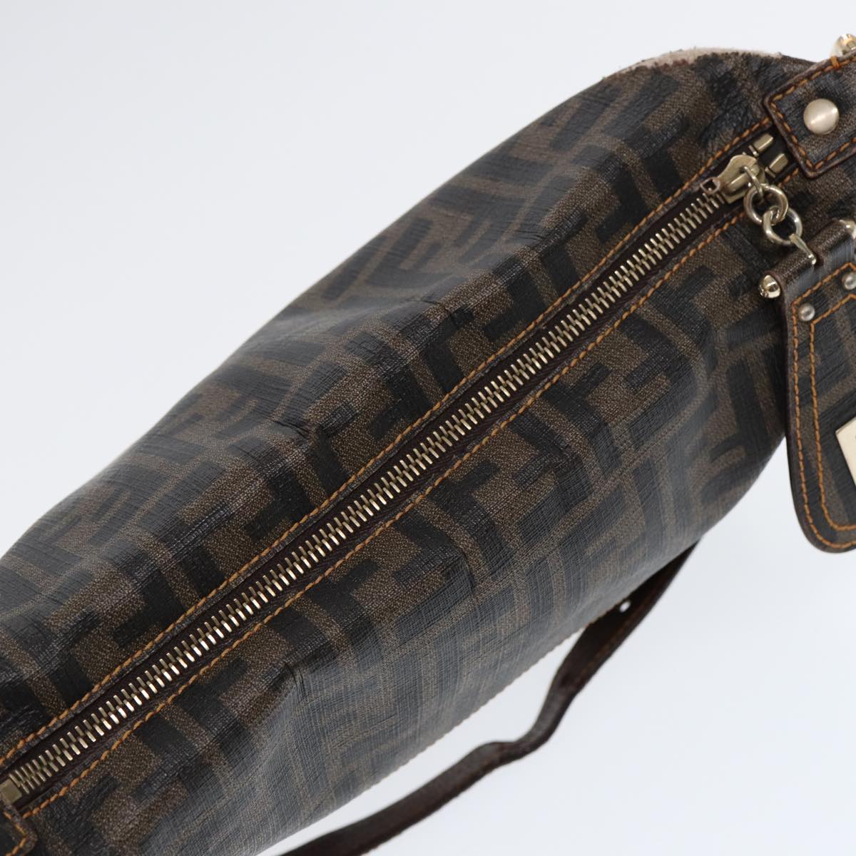 FENDI Zucca Canvas Shoulder Bag Brown Black gold ep5455