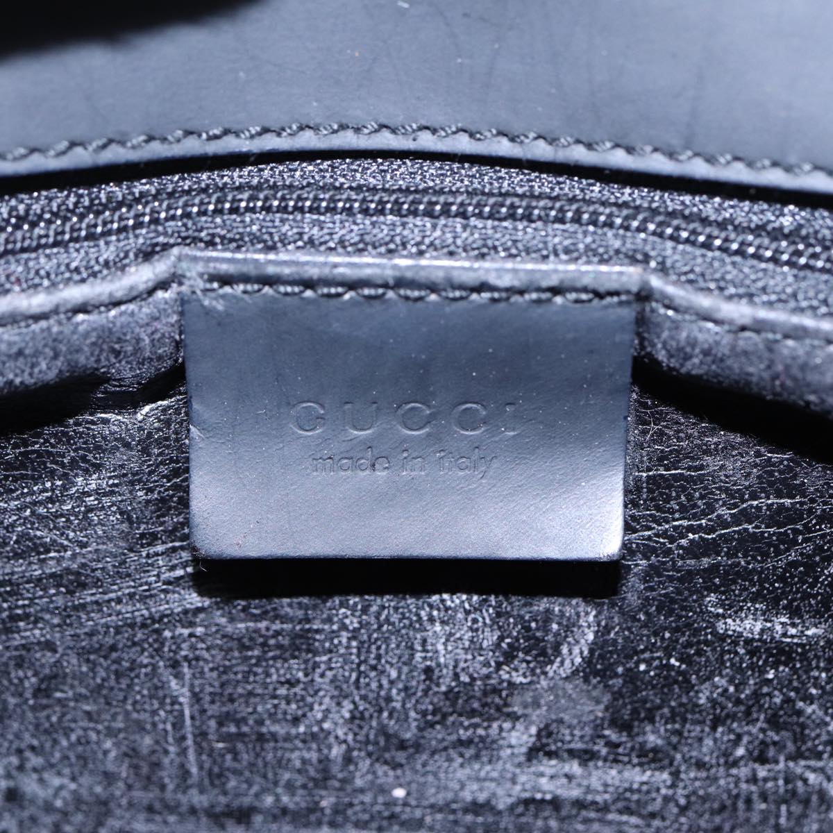 GUCCI Shoulder Bag Leather Black Silver 001 3064 ep5463