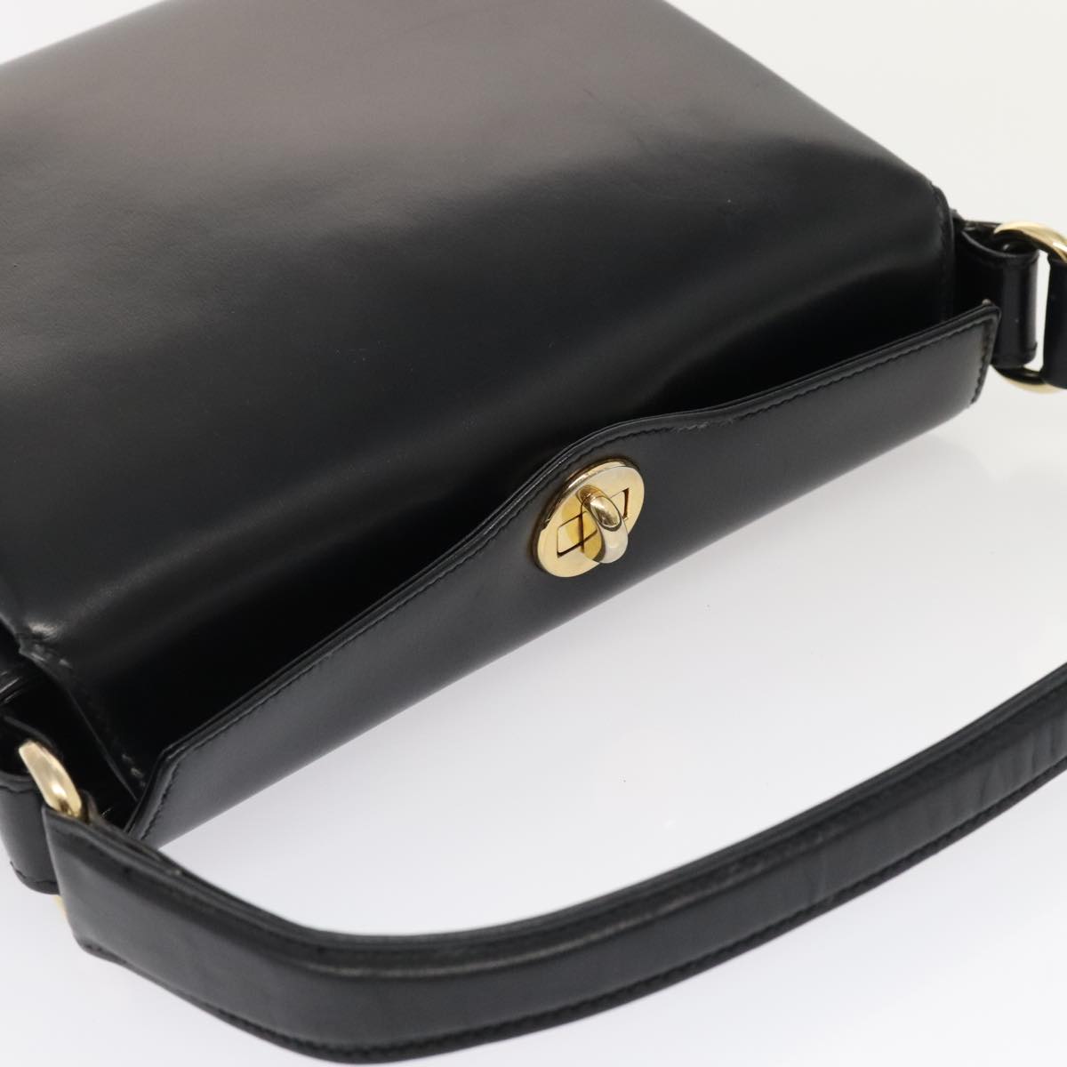 GUCCI Hand Bag Leather Black Gold ep5464