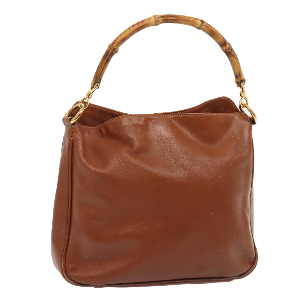 GUCCI Bamboo Hand Bag Leather Brown Gold 001 2404 6380 ep5472