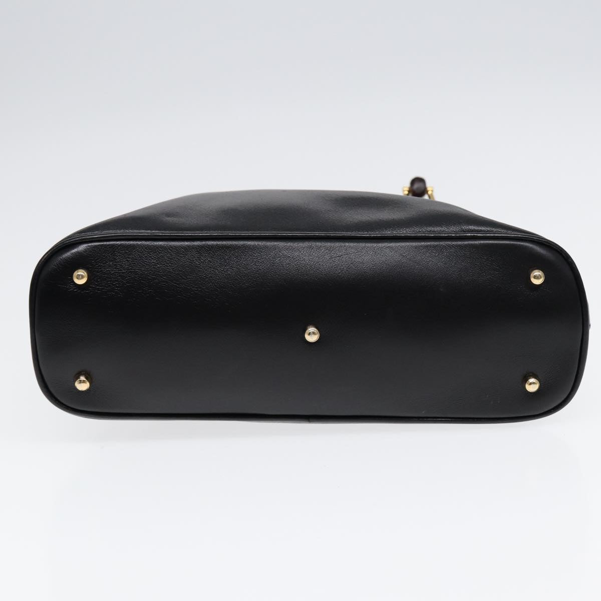 GUCCI Bamboo Hand Bag Leather Black Gold ep5486