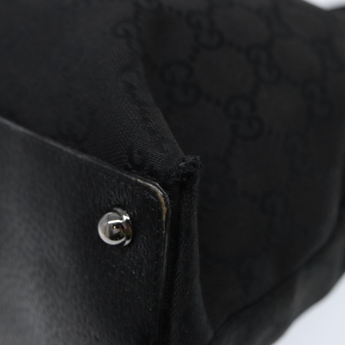 GUCCI GG Canvas Tote Bag Black Silver 120837 ep5509
