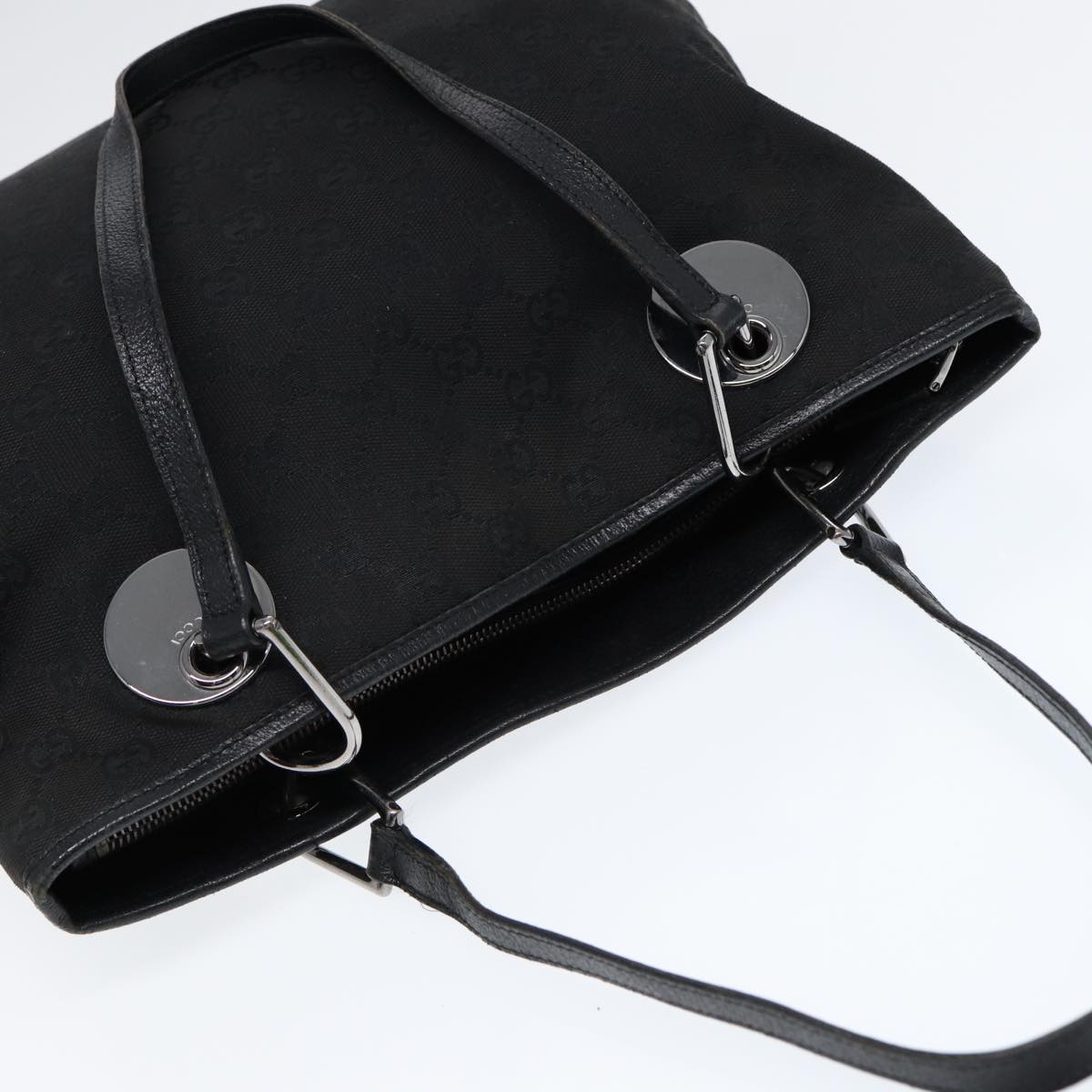 GUCCI GG Canvas Tote Bag Black Silver 120837 ep5509