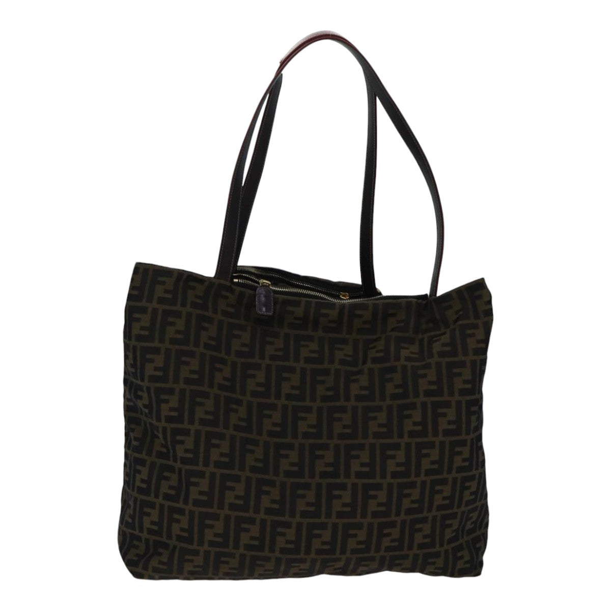 FENDI Zucca Canvas Tote Bag Brown Black gold ep5516
