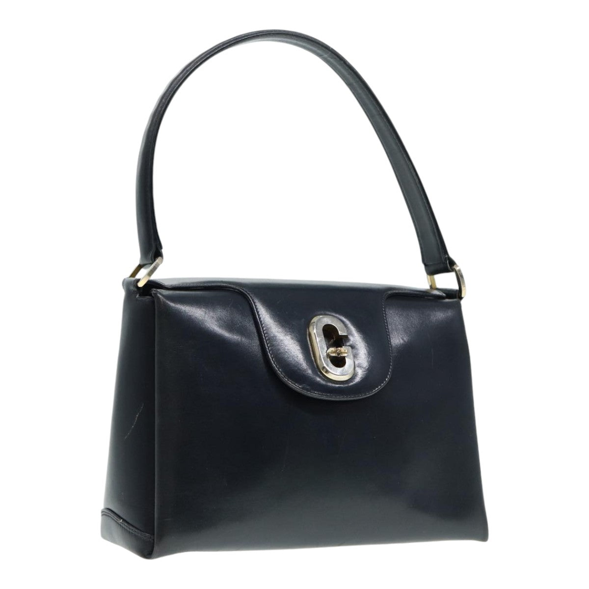 GUCCI Hand Bag Leather Navy Gold ep5528