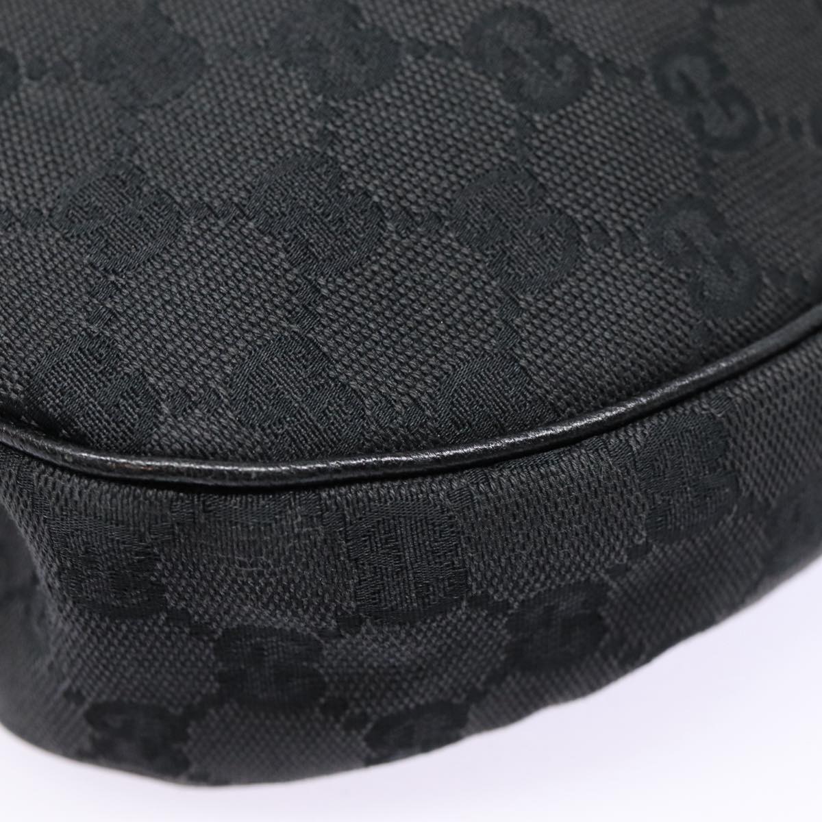 GUCCI GG Canvas Shoulder Bag Black Silver 122790 ep5580