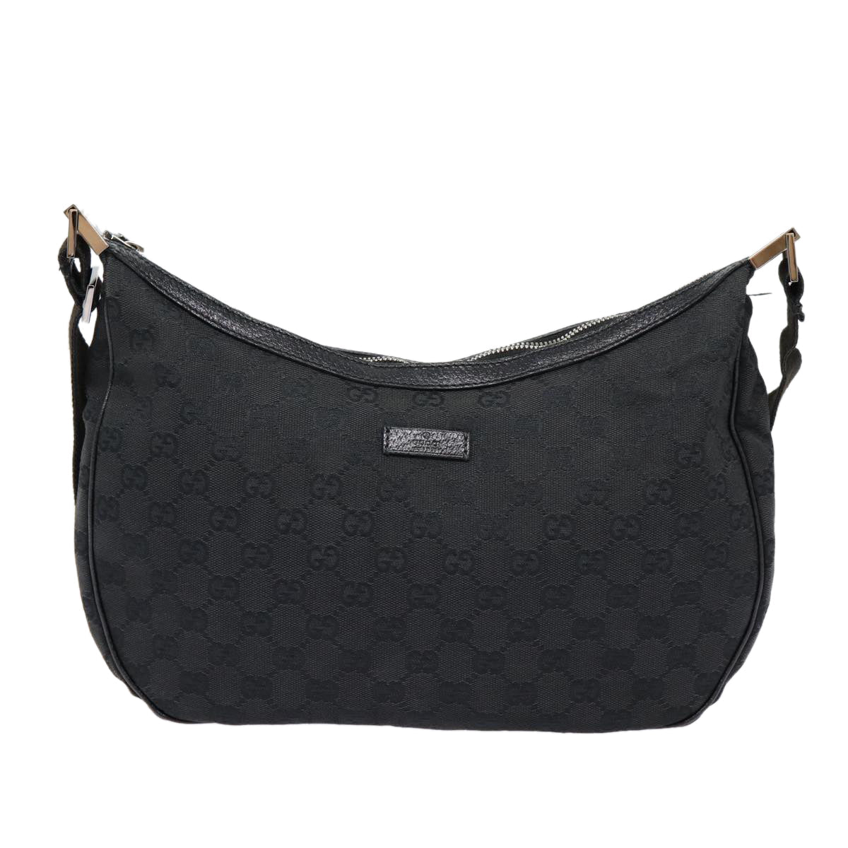 GUCCI GG Canvas Shoulder Bag Black Silver 122790 ep5580