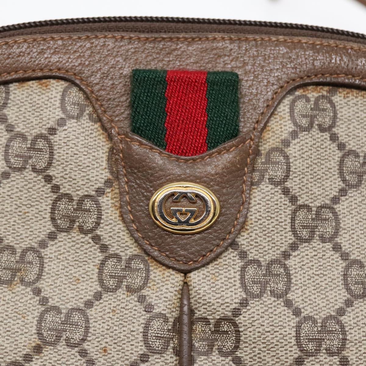GUCCI GG Supreme Web Sherry Line Shoulder Bag PVC Beige Gold ep5610