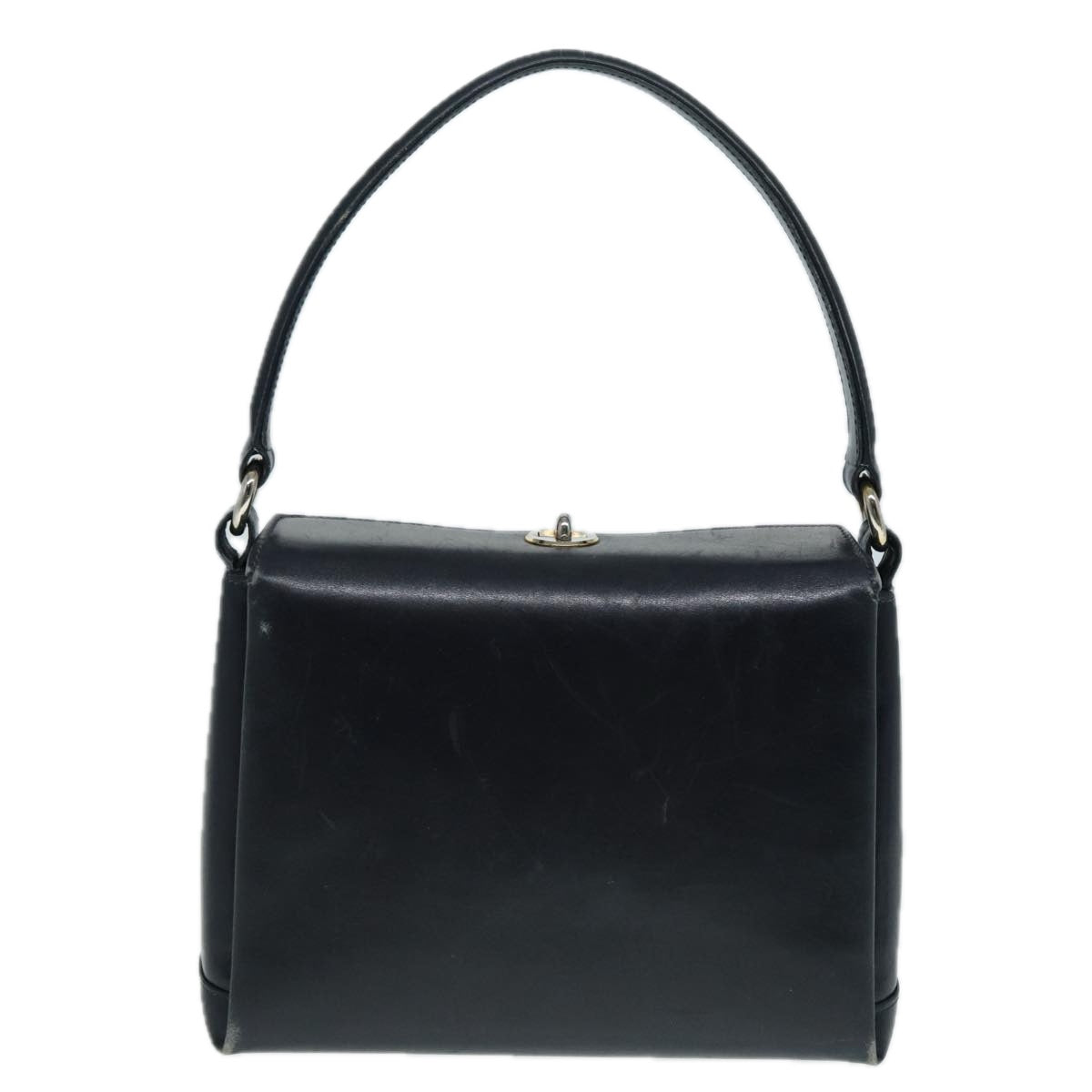GUCCI Shoulder Bag Leather Navy Silver ep5614