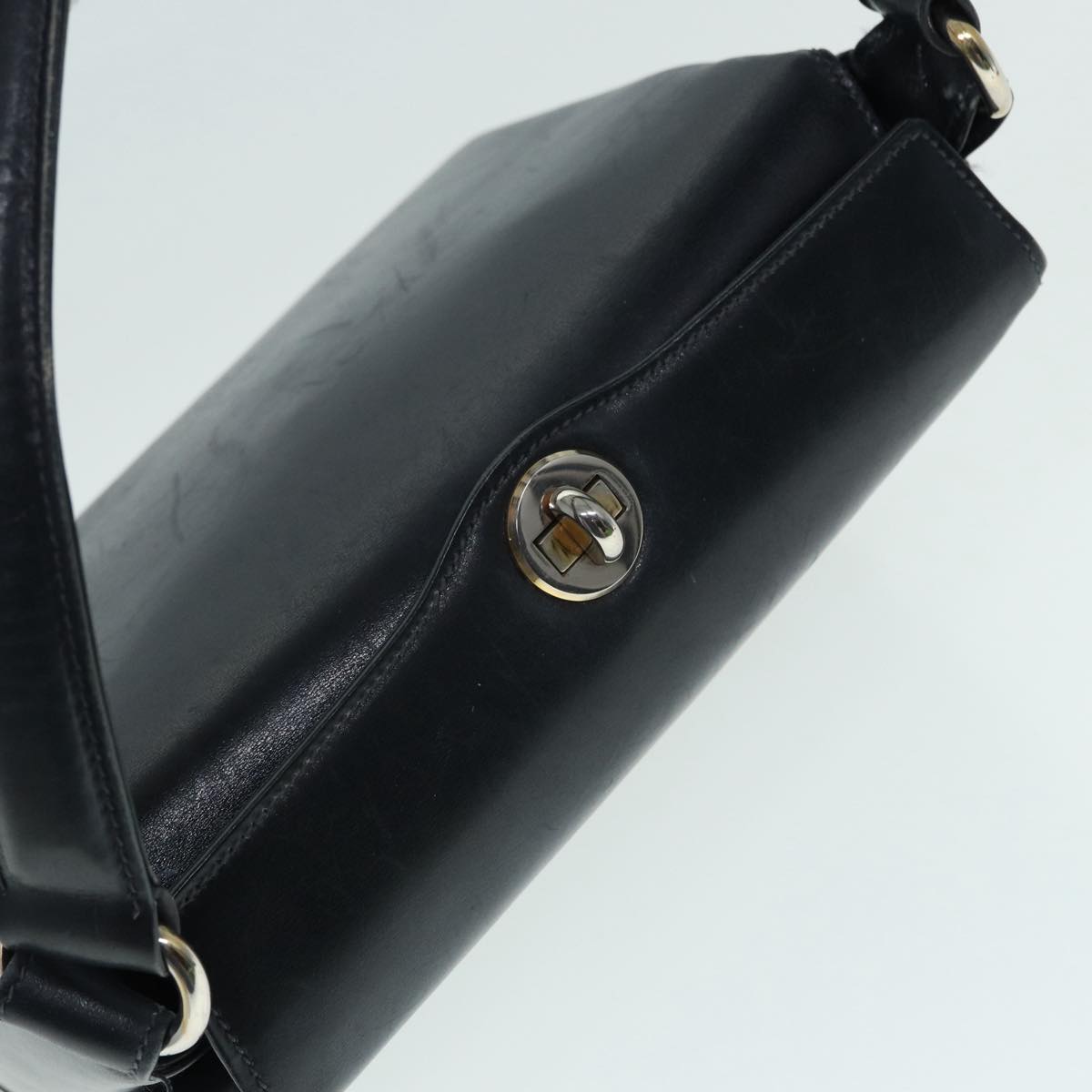 GUCCI Shoulder Bag Leather Navy Silver ep5614