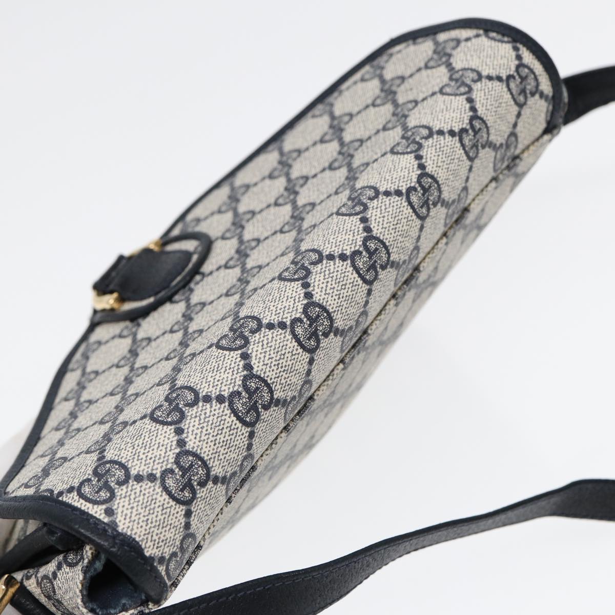 GUCCI GG Supreme Shoulder Bag PVC Navy Gold ep5618