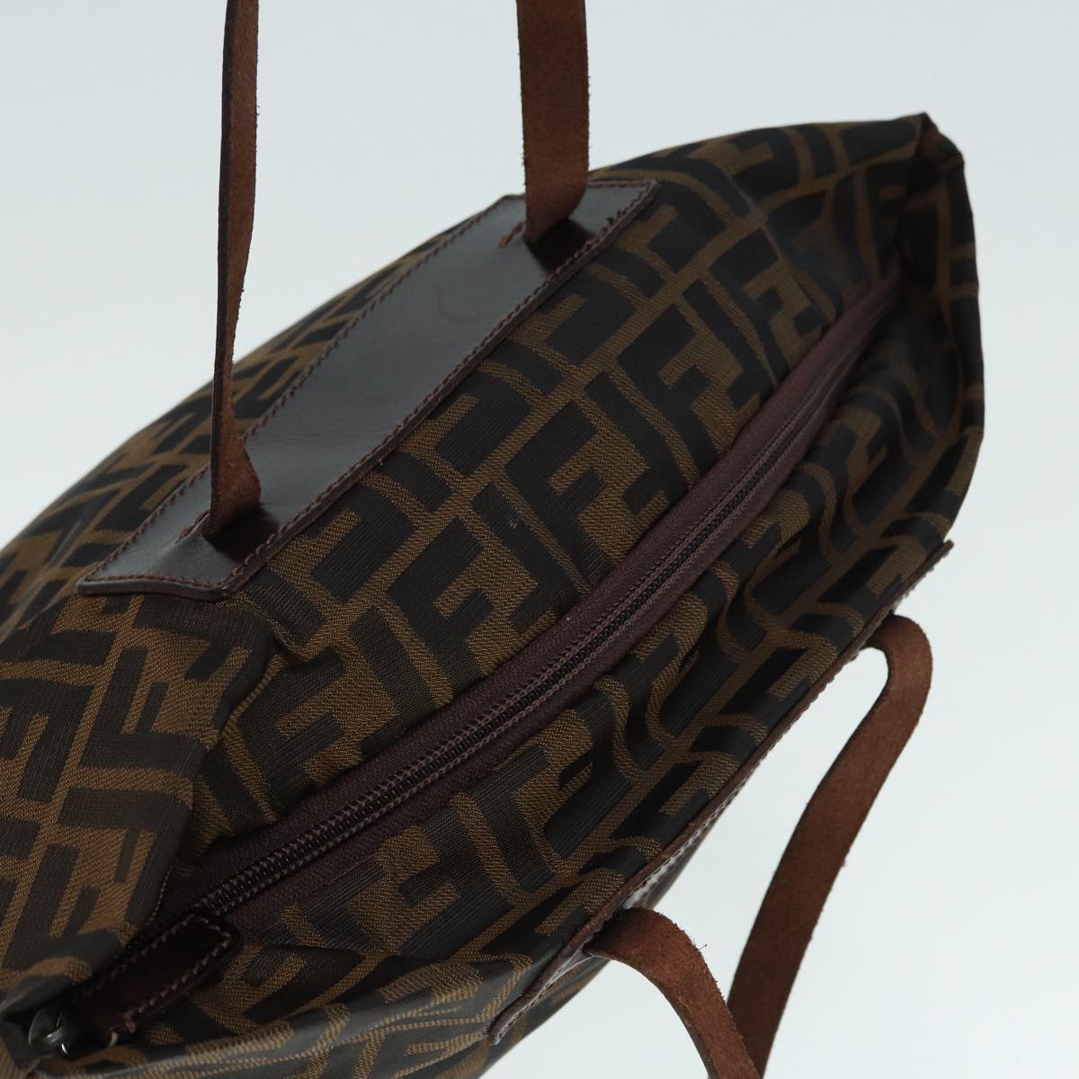 FENDI Zucca Canvas Hand Bag Brown Black ep5621
