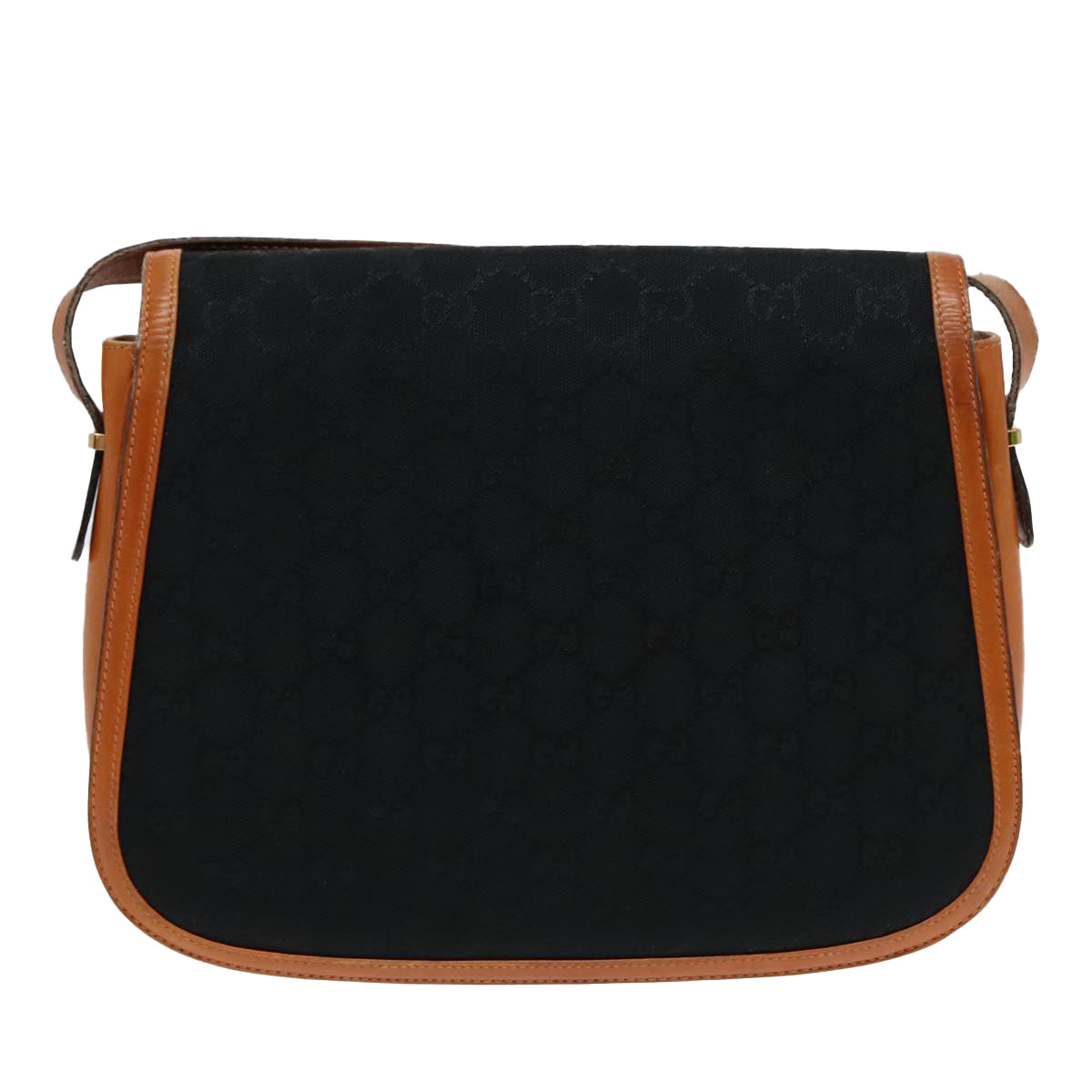 GUCCI GG Canvas Shoulder Bag Black Brown gold ep5626