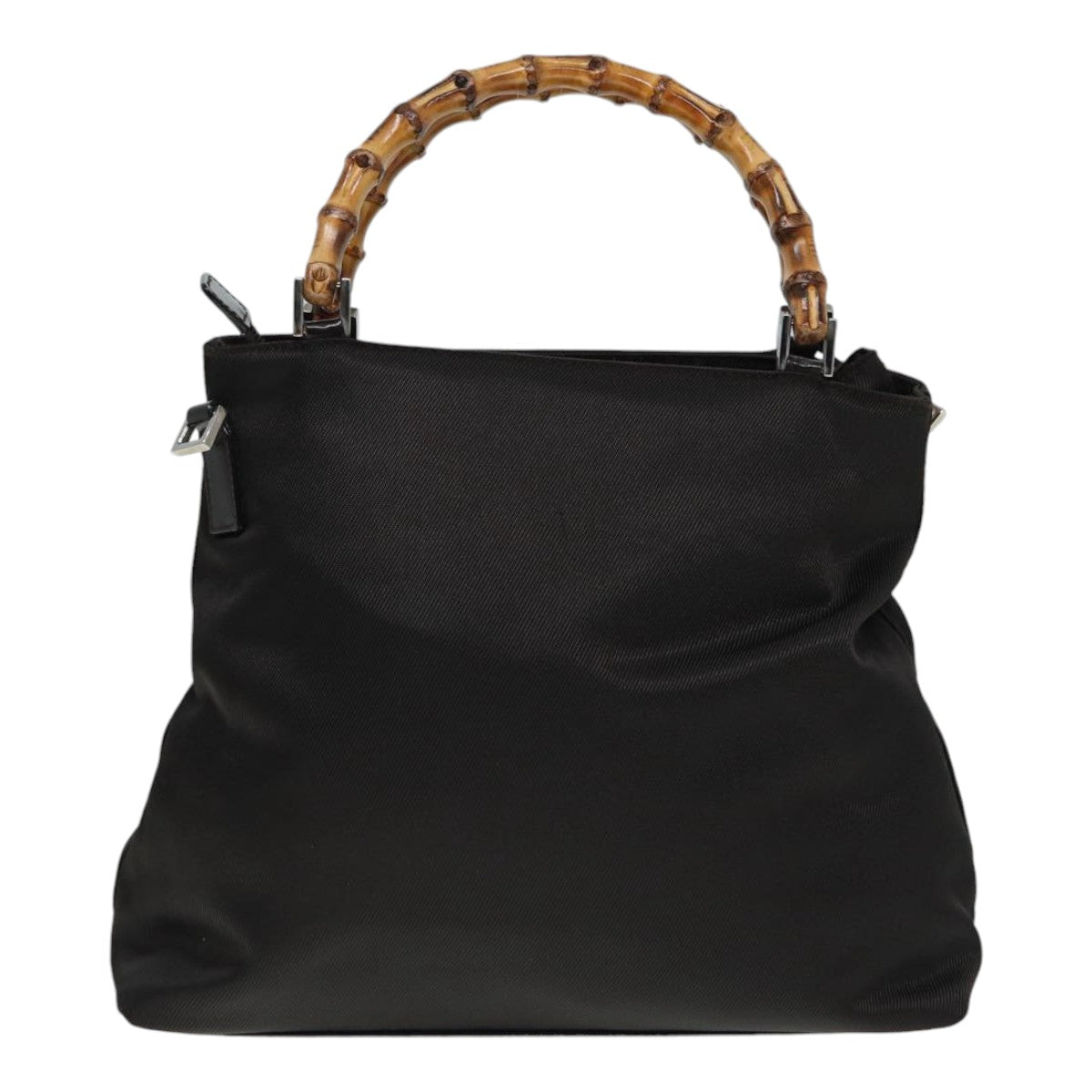 GUCCI Bamboo Hand Bag Nylon 2way Brown Silver 002 2122 0508 ep5630