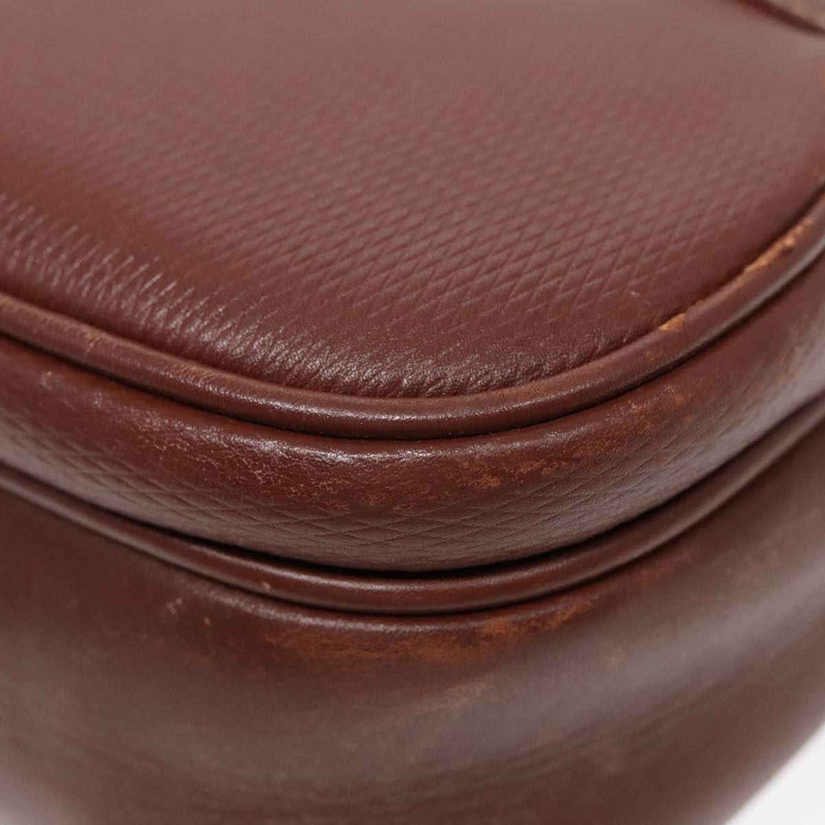 GUCCI Shoulder Bag Leather Brown Silver ep5634