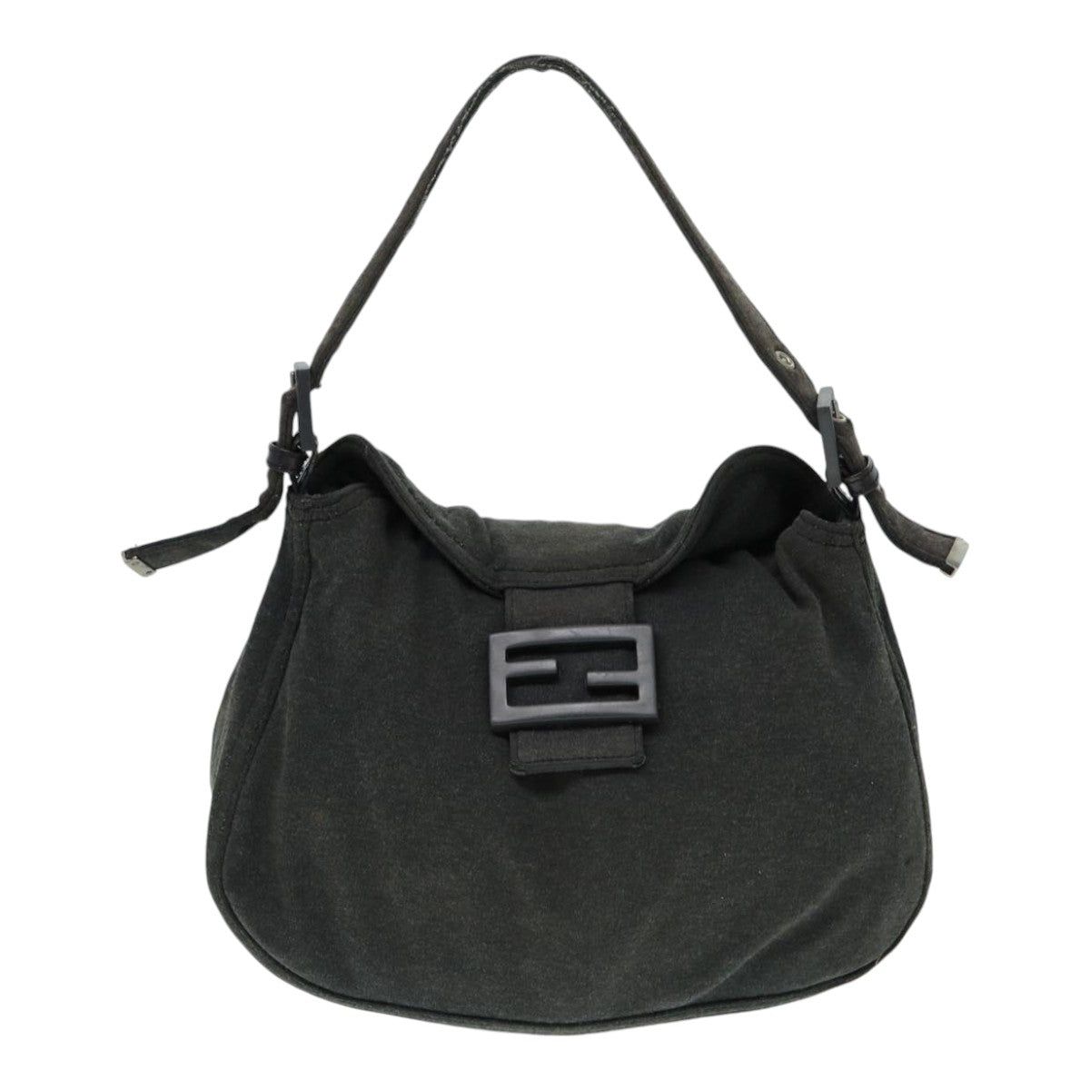 FENDI Mamma Baguette Shoulder Bag Cotton Gray Silver ep5641