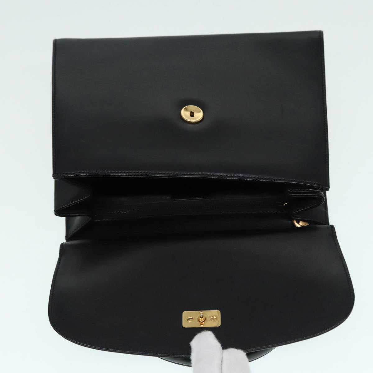 GUCCI Hand Bag Leather 2way Gold Black 000 406 0238 ep5648