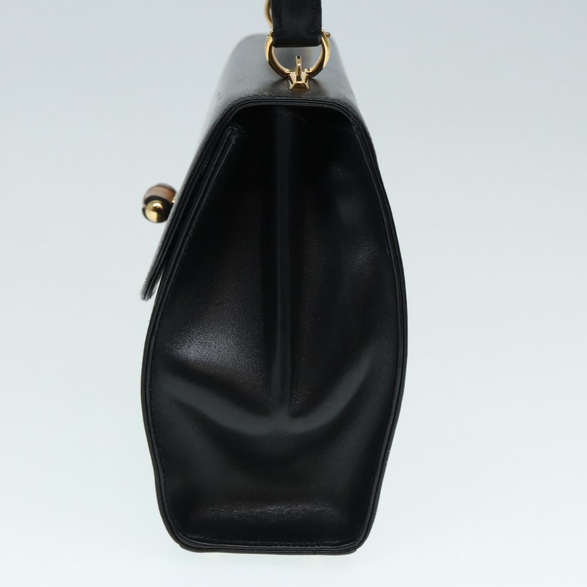 GUCCI Hand Bag Leather 2way Gold Black 000 406 0238 ep5648