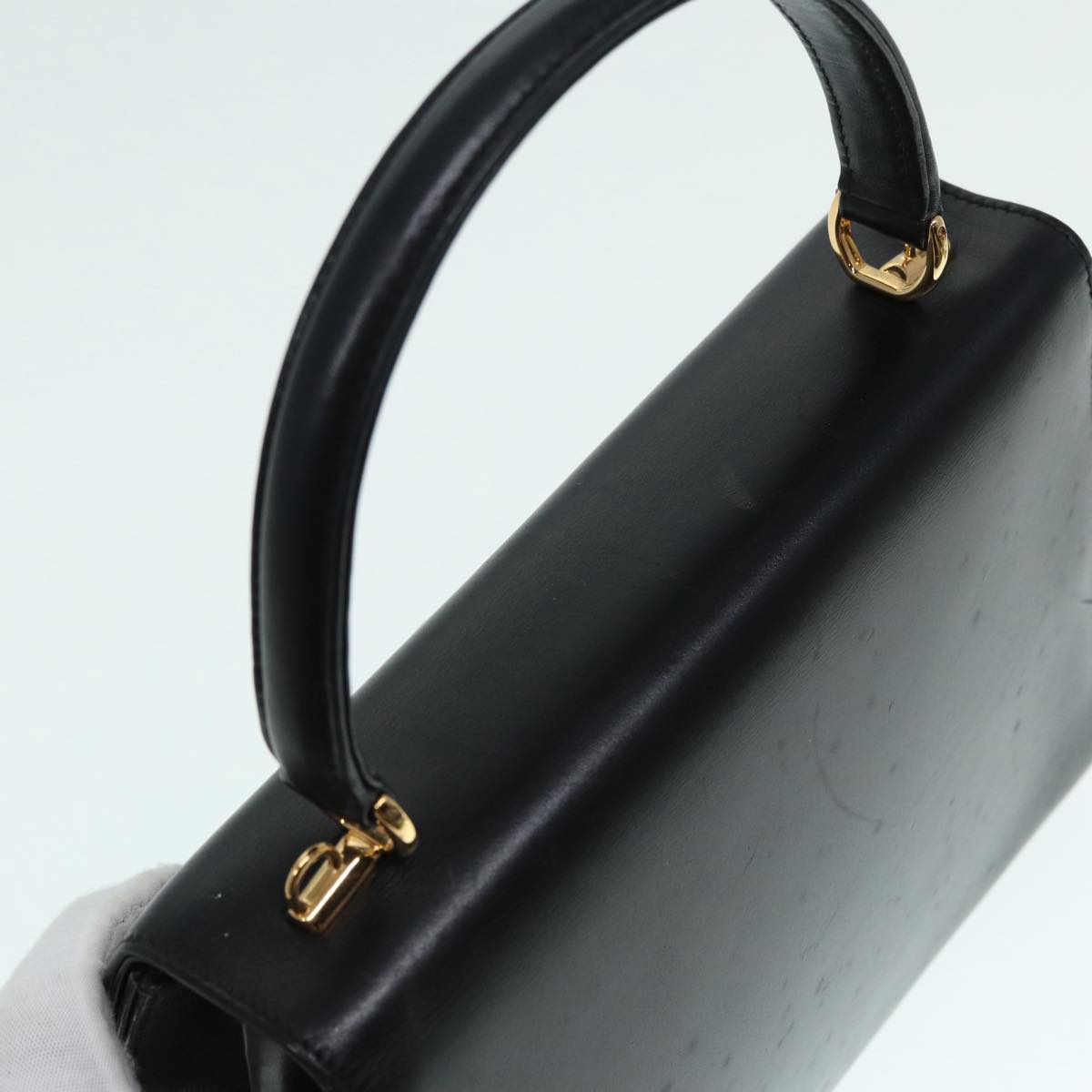 GUCCI Hand Bag Leather 2way Gold Black 000 406 0238 ep5648